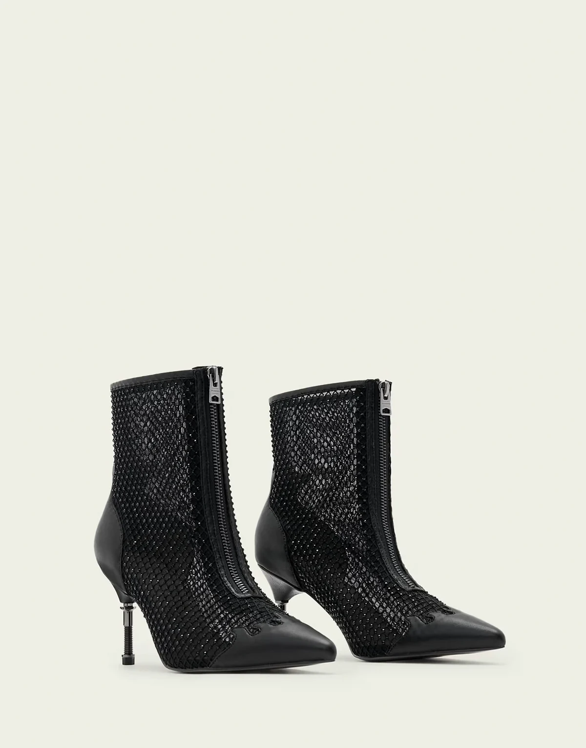Natasha mesh pointed toe boots in black