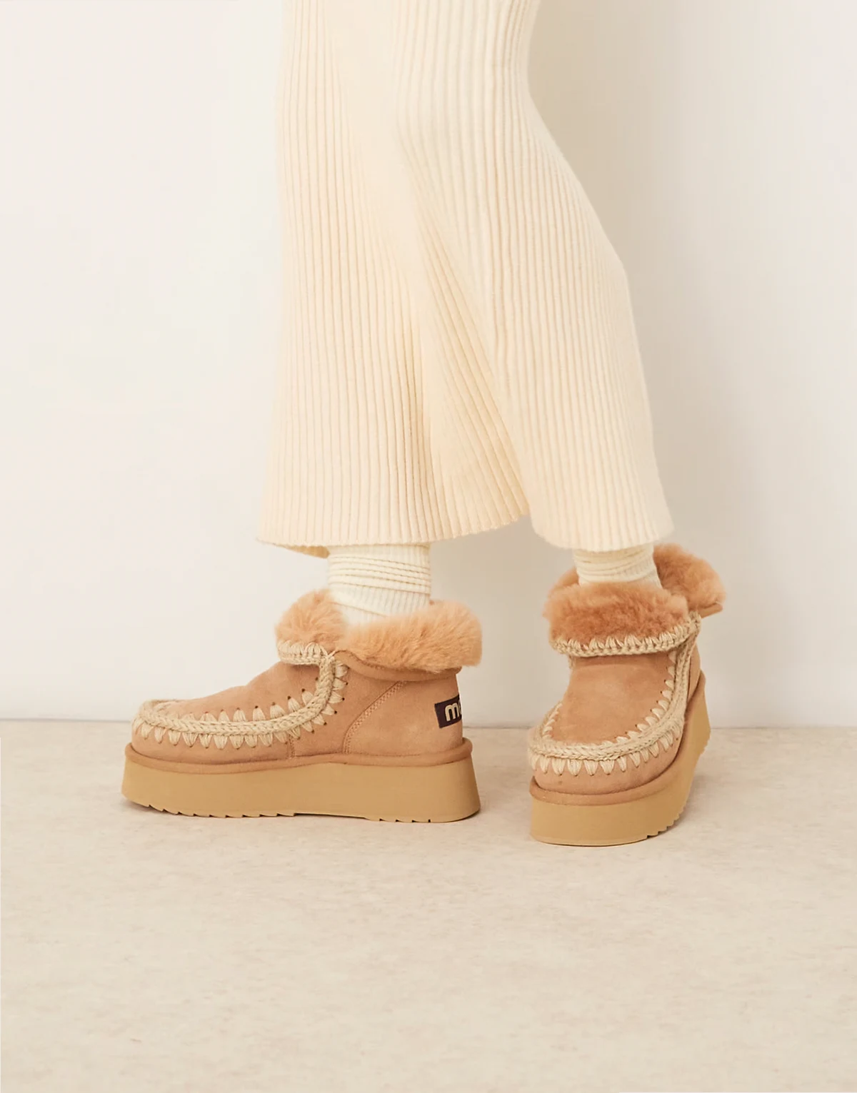 mini platform suede boots in savanna sand