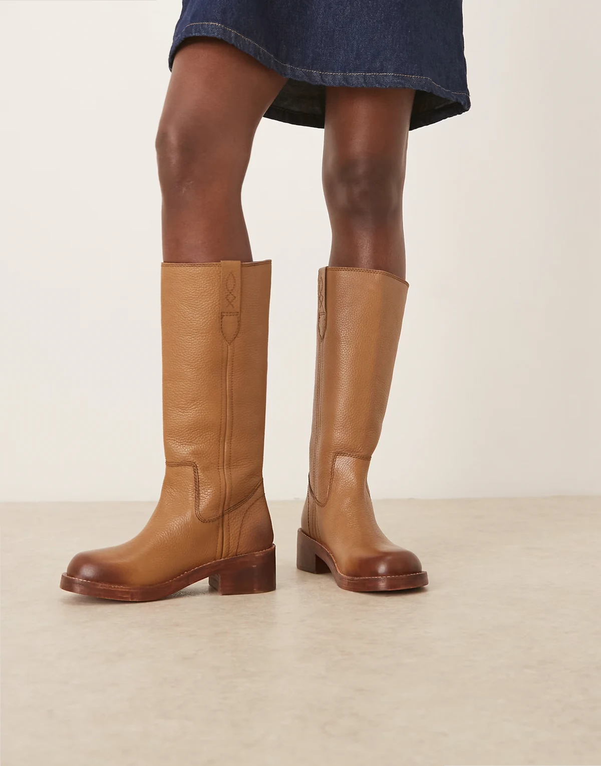 blaze leather pull-on boots in toast