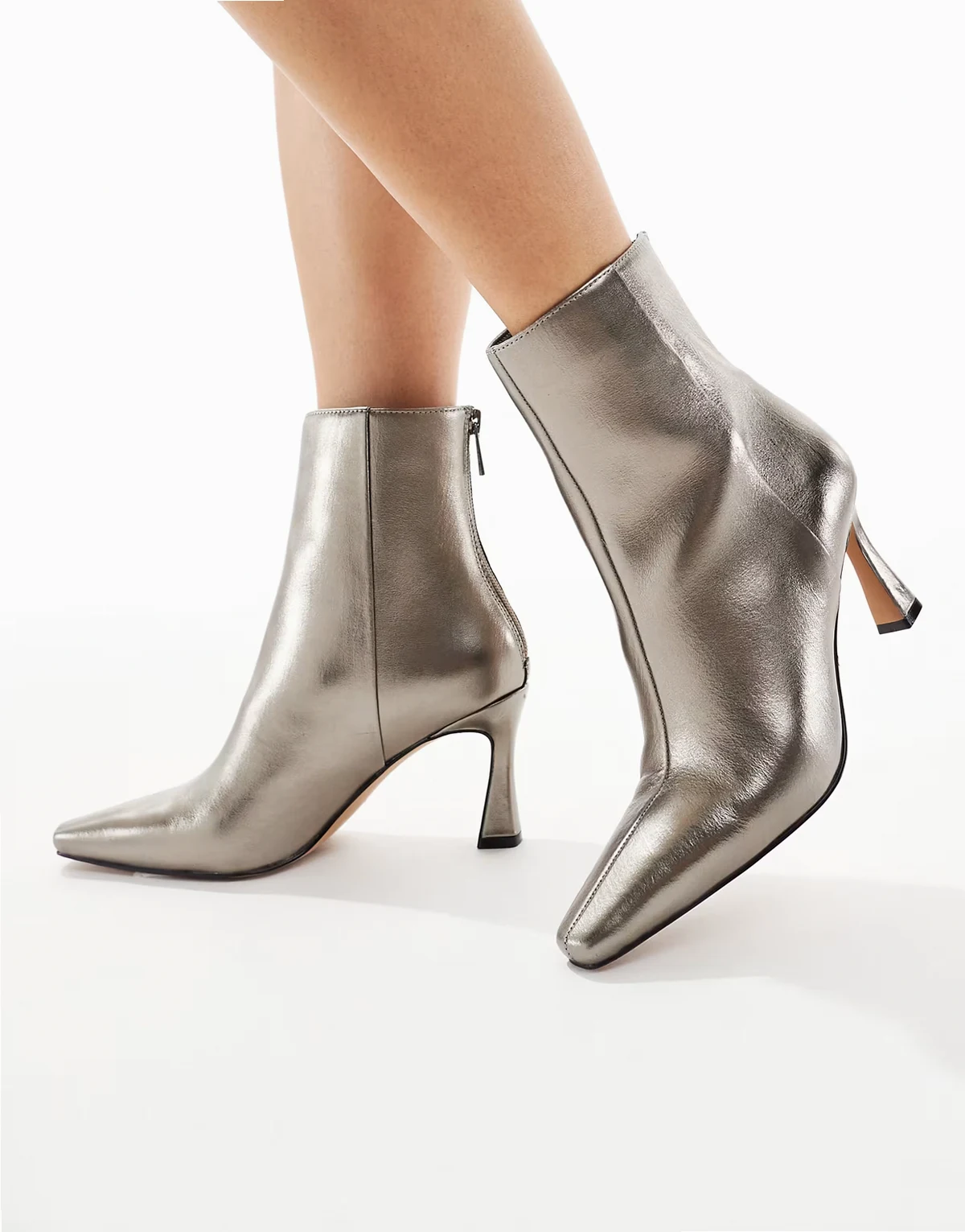 – Bambi – Ankle-Boots in Zinngrau mit mittelhohem Absatz