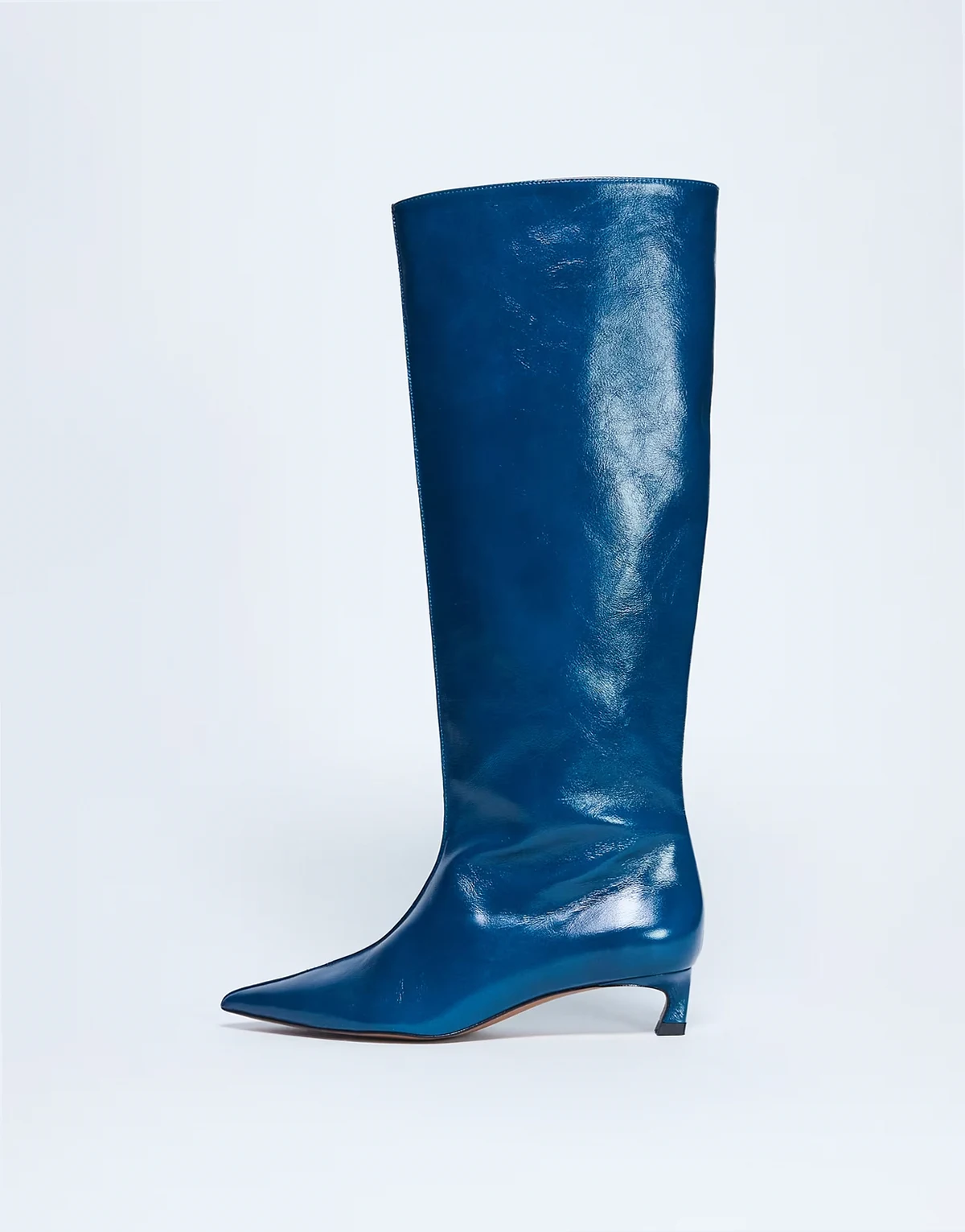 – Sophie Premium – Kniehohe Stiefel aus hochwertigem Leder in Blau mit spitzer Zehenpartie
