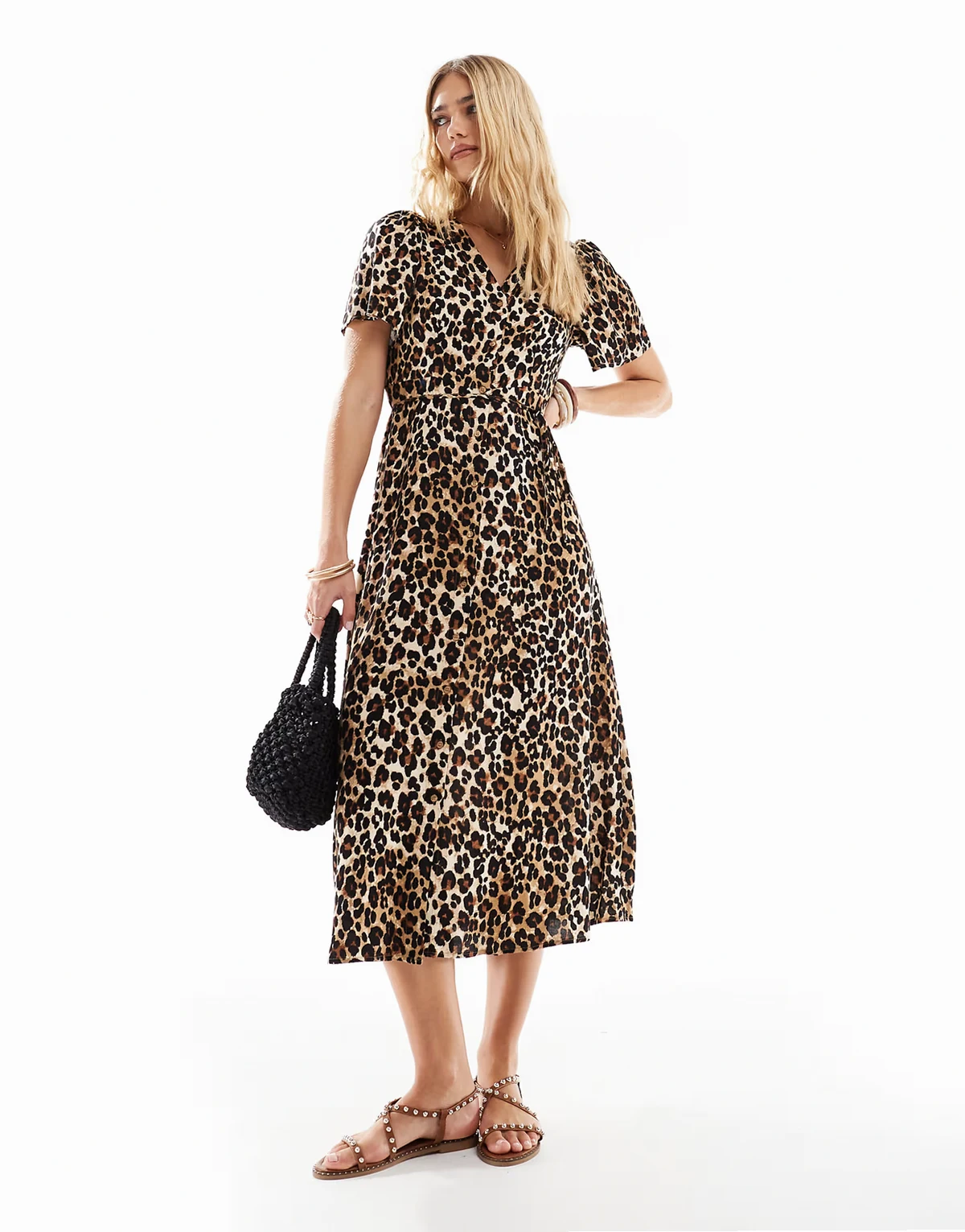 – Maxikleid mit Knopfleiste und Leopardenmuster