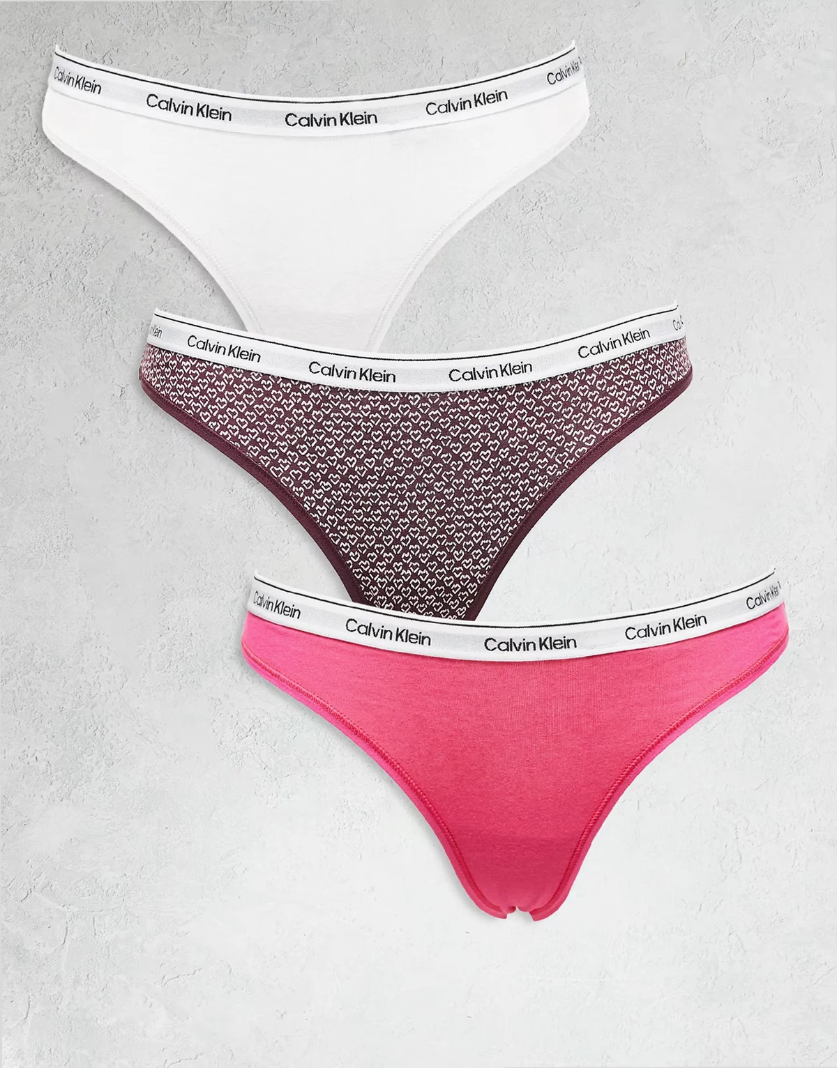 – Icon Logo – Tangas in Rosa/Weiß/mit Herzchenmuster, 3er-Pack