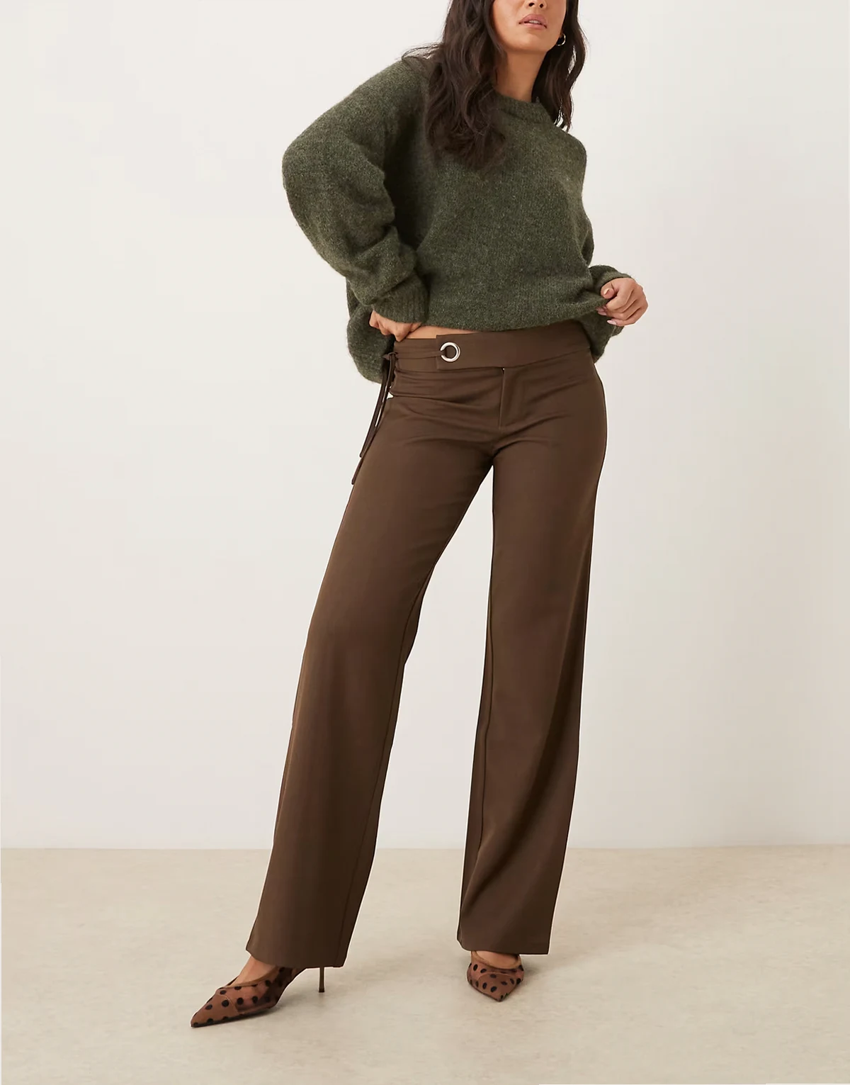 Tova tie waist tailored pants in brown