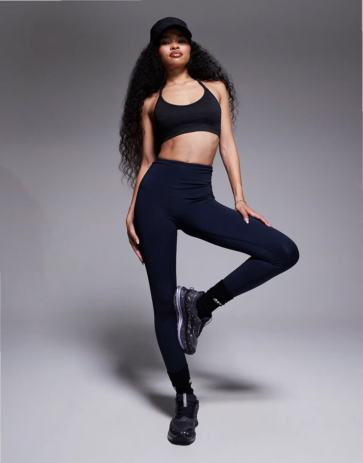 Petite – Icon – Granatowe modelujące legginsy sportowe z podwyższonym stanem i wewnętrzną kieszenią
