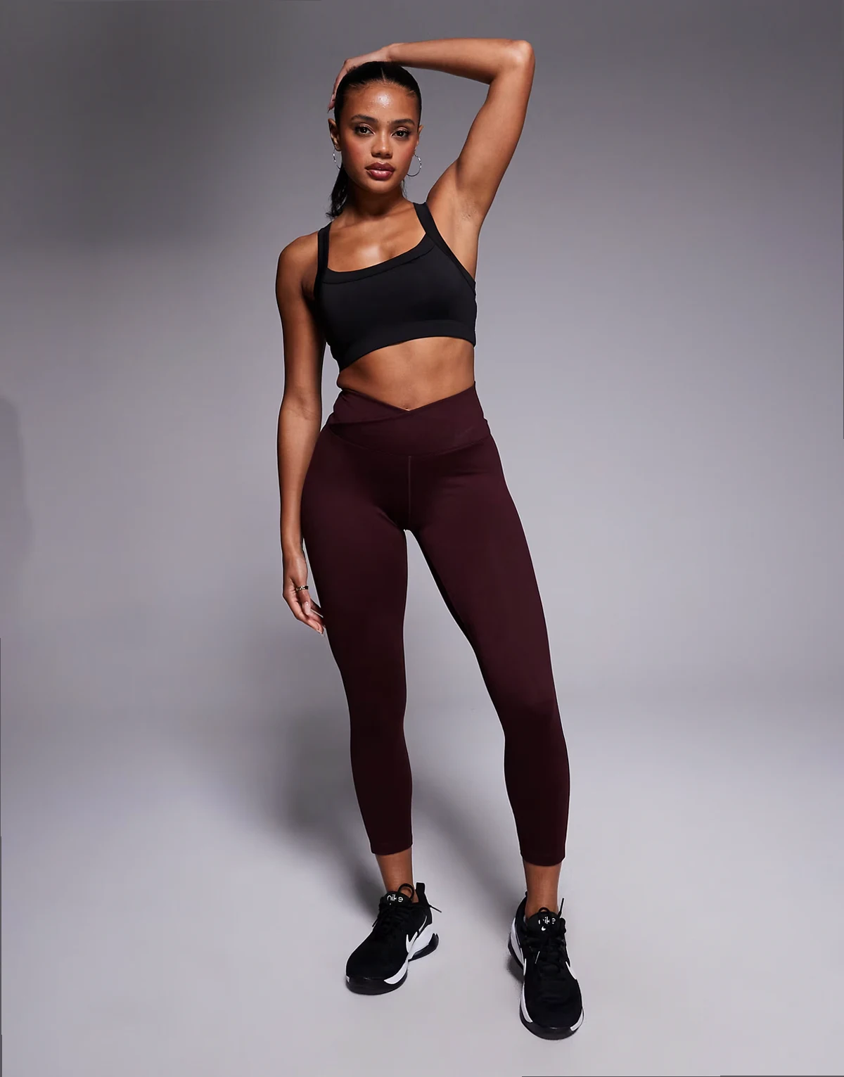Nike One Training Dri-FIT 7/8 leggings in burgundy