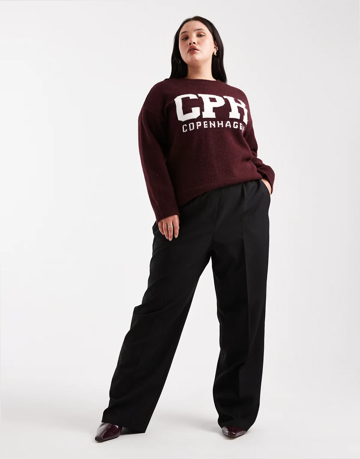 ASOS DESIGN Curve – Czarne dopasowane spodnie