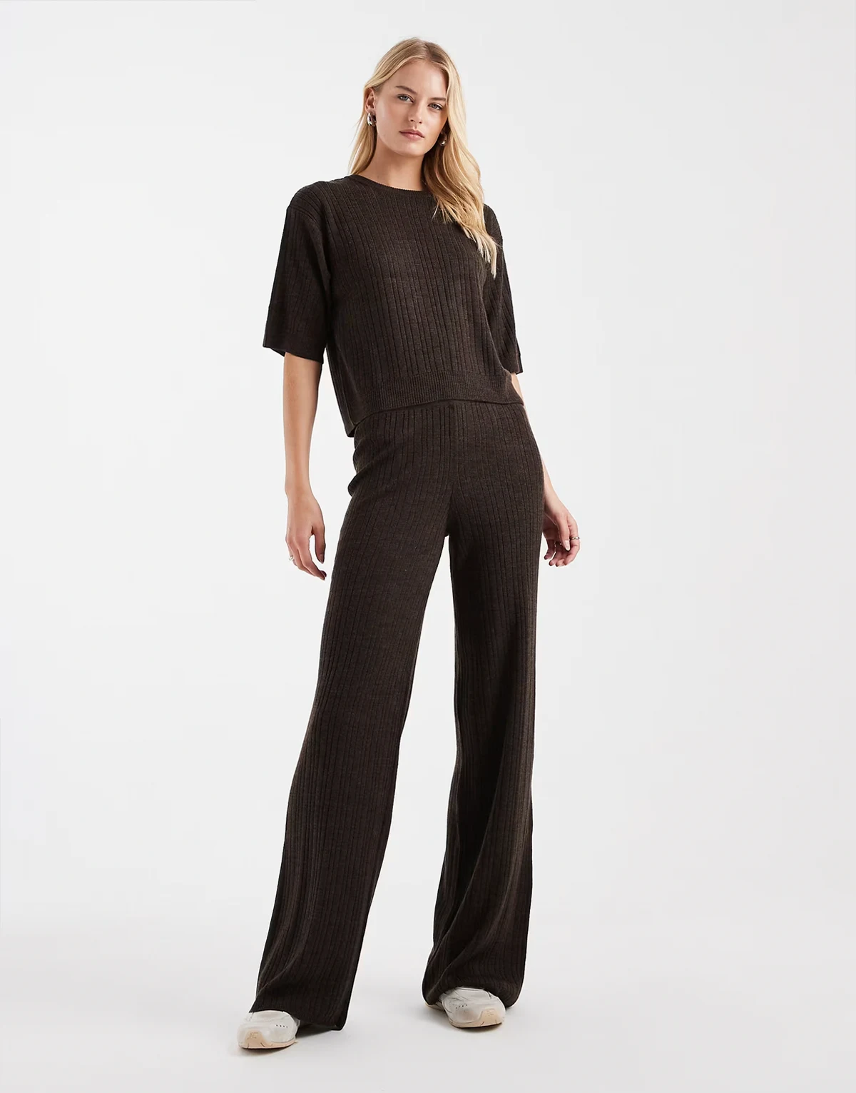 knit pants in chocolate brown - part of a set