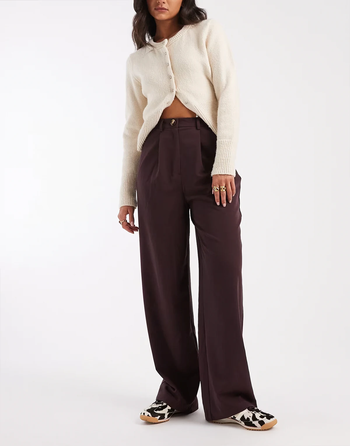 – Elegante Hose in Feige mit weitem Schnitt