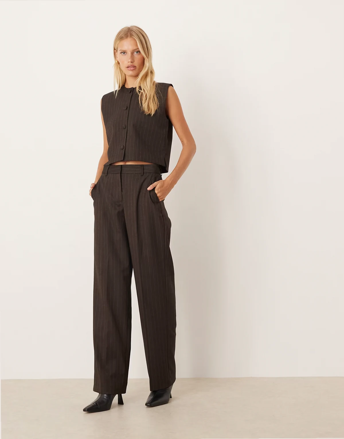 pinstripe pants in brown - part of a set