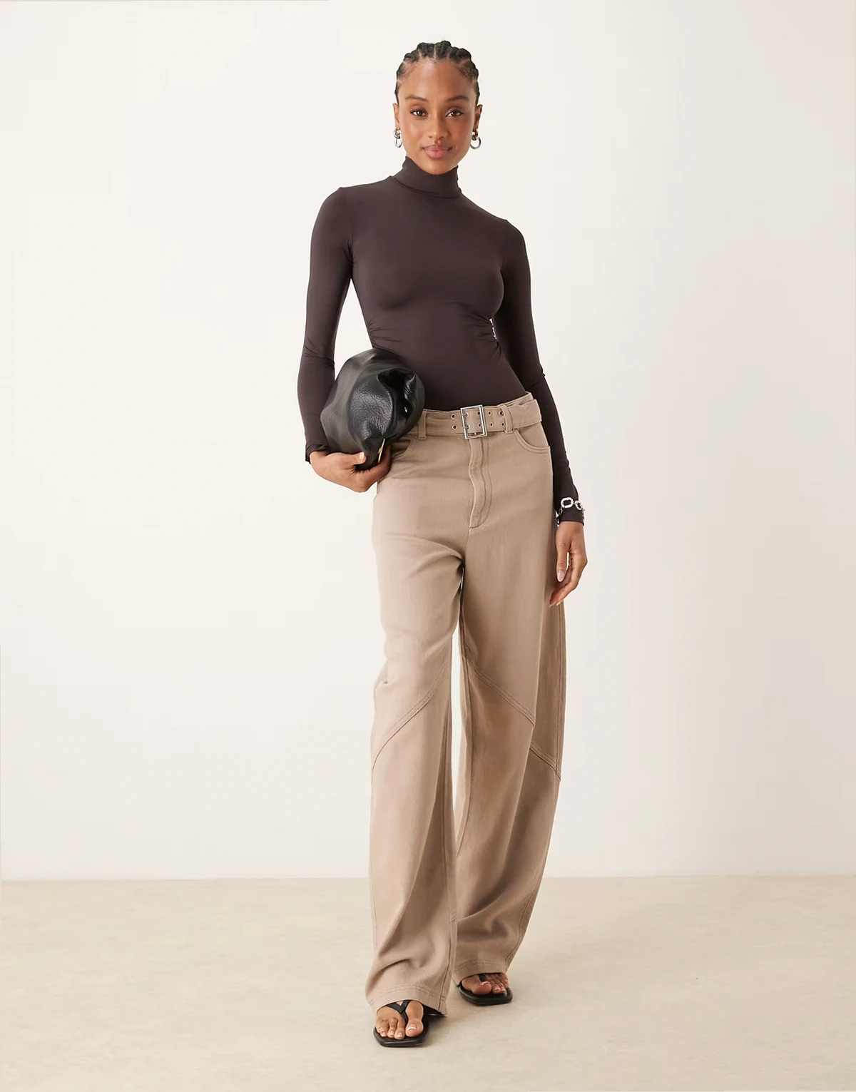 ASOS DESIGN Tall – Oversize-Hose in Pilzbraun mit verwaschenem Utility-Detail