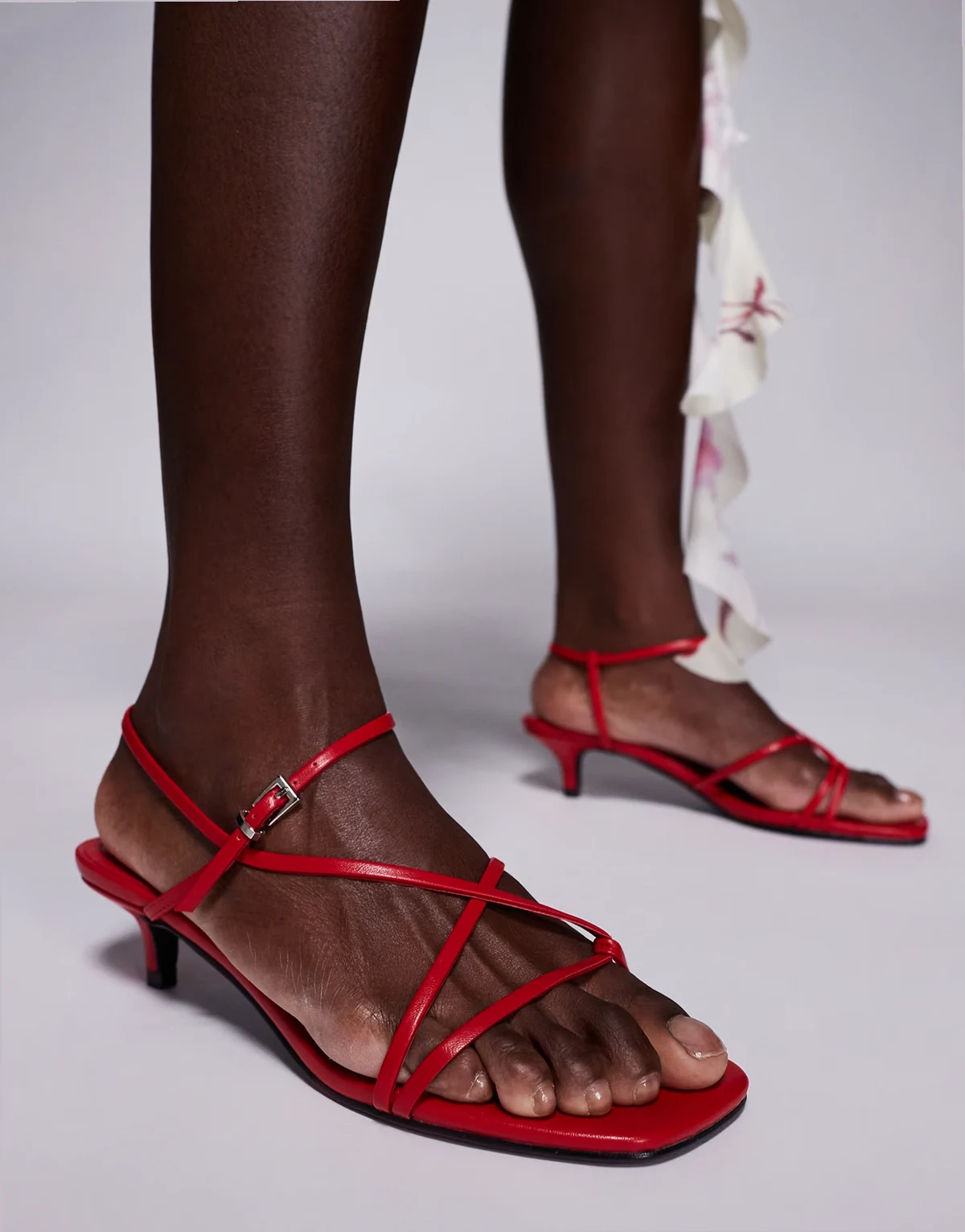 Glint strappy barely there sandals in burgundy