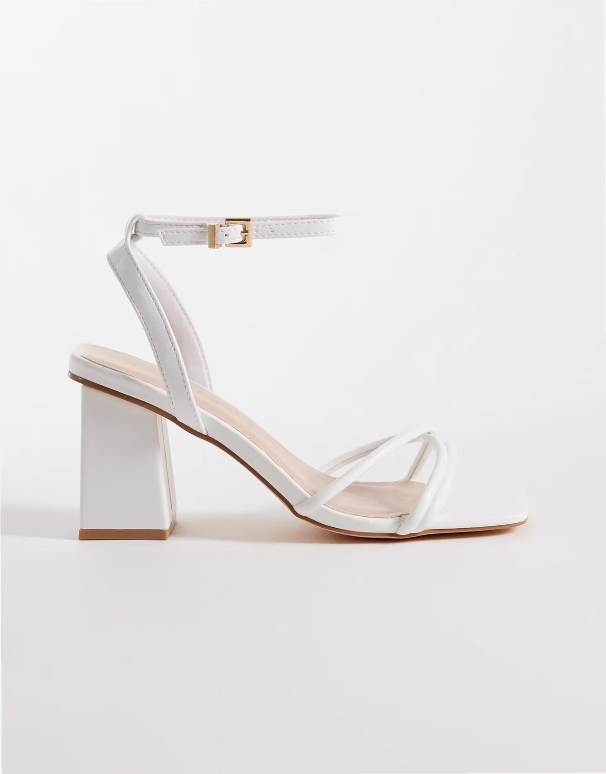 Ash strappy mid block heeled sandals in white