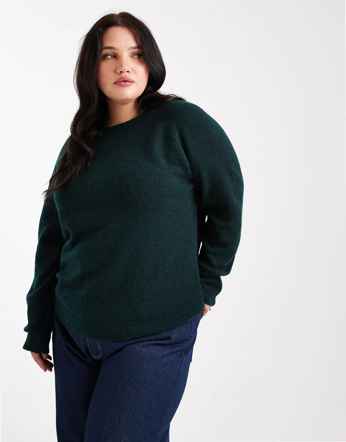 Pieces Curve – Hochgeschlossener Pullover in kräftigem Grün