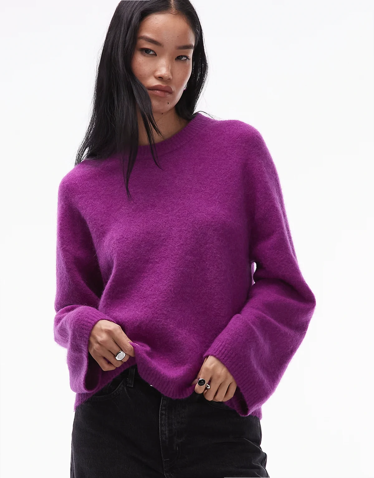 – Superweicher Relaxed-Fit-Pullover aus Alpakawollmix in Lila