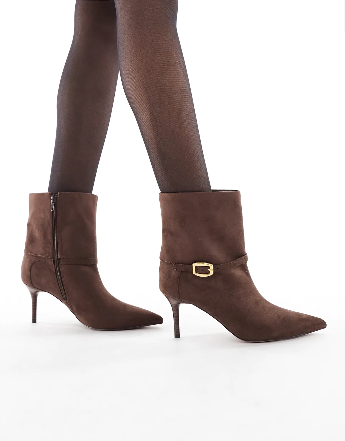 Brodie fold-over buckle boots in suede brown