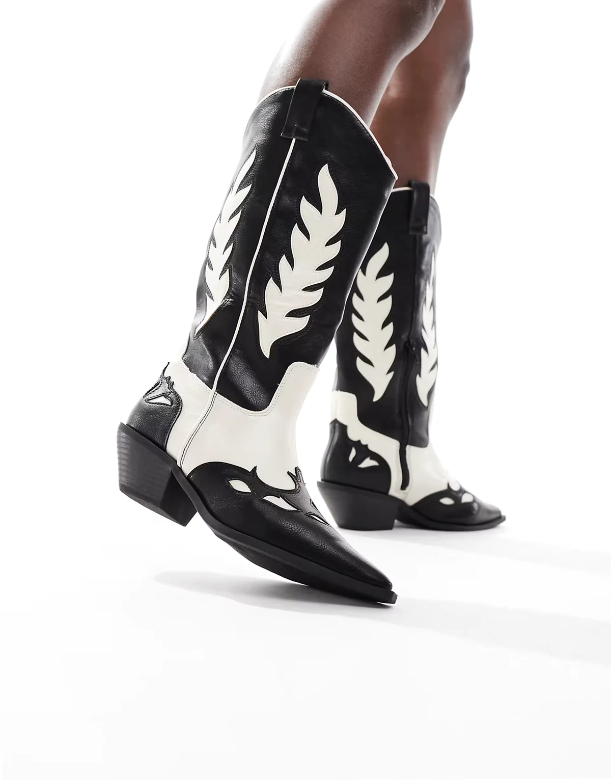 embossed western boots in black