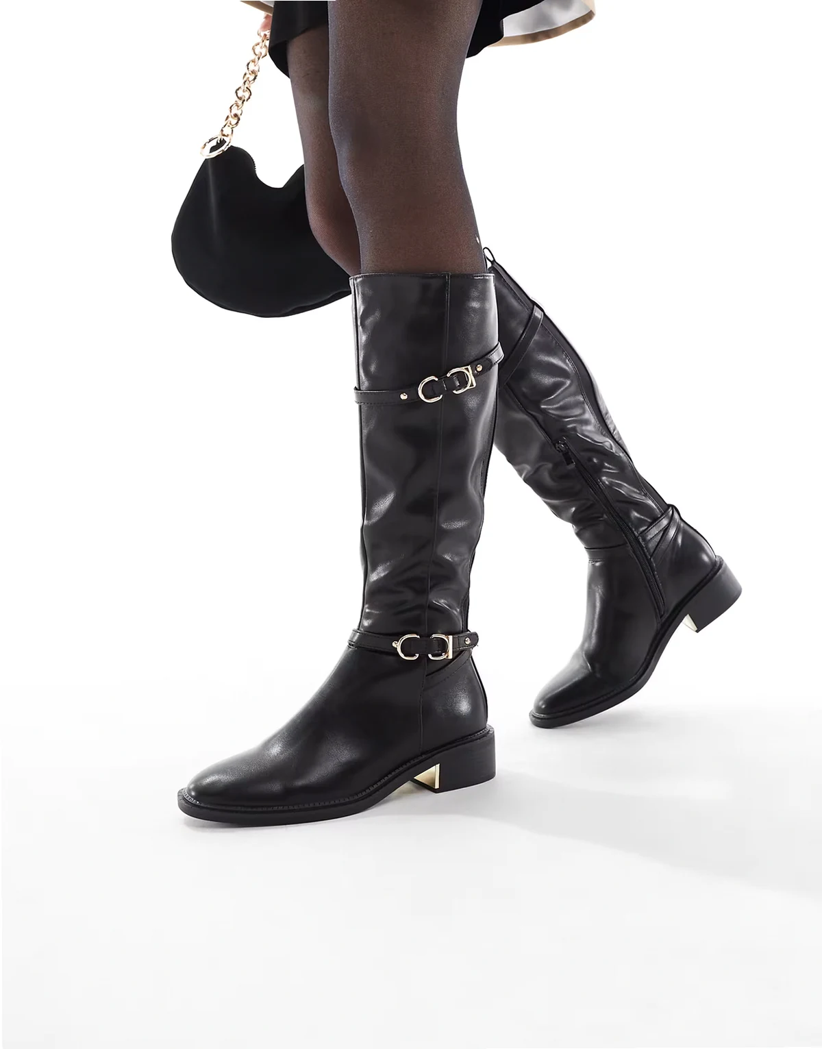 – Latte – Elegante Reitstiefel in Schwarz mit Schnallen