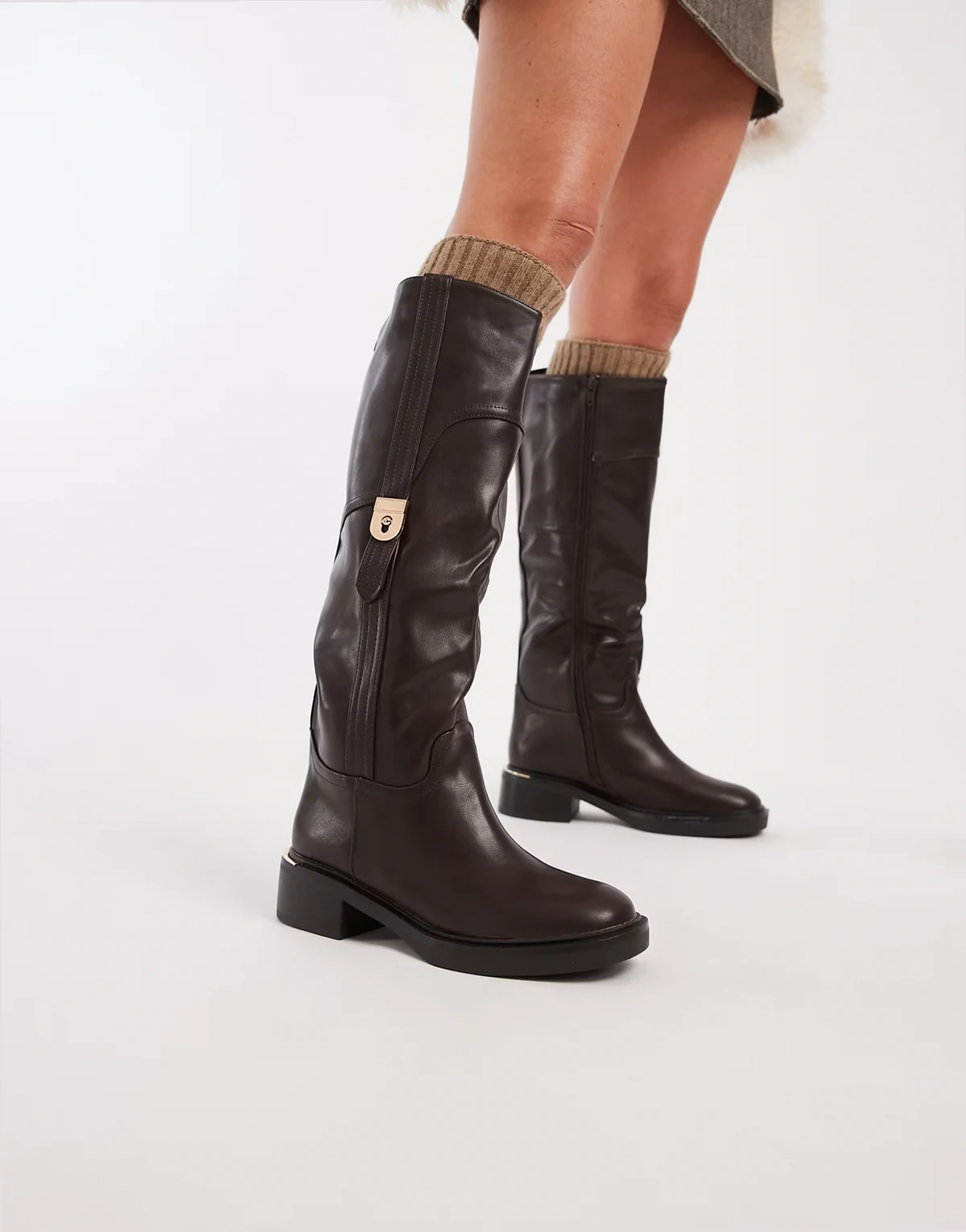 – Twix – Elegante Reitstiefel in Schokobraun mit Schnallen