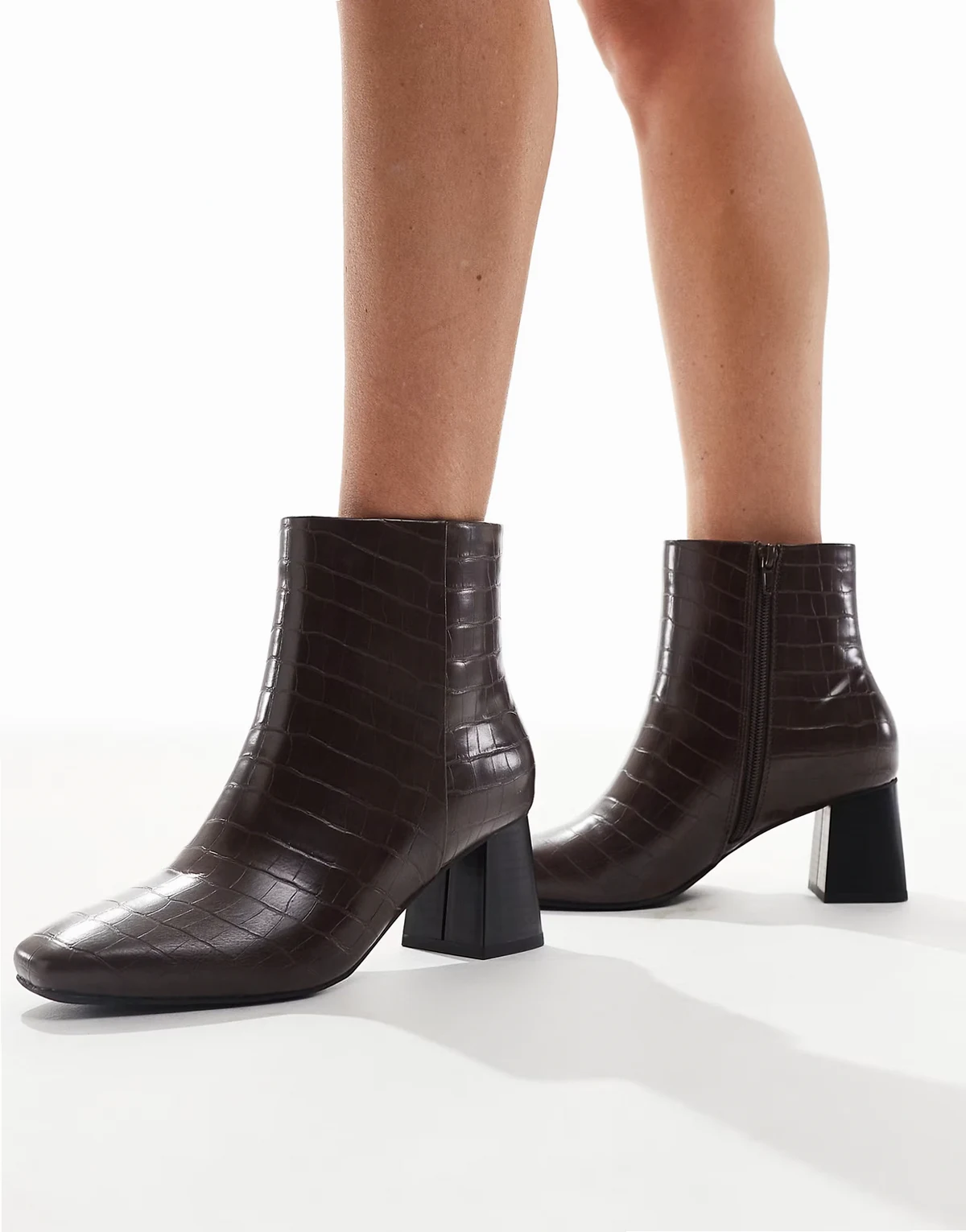 Nova mid ankle boots in brown croc