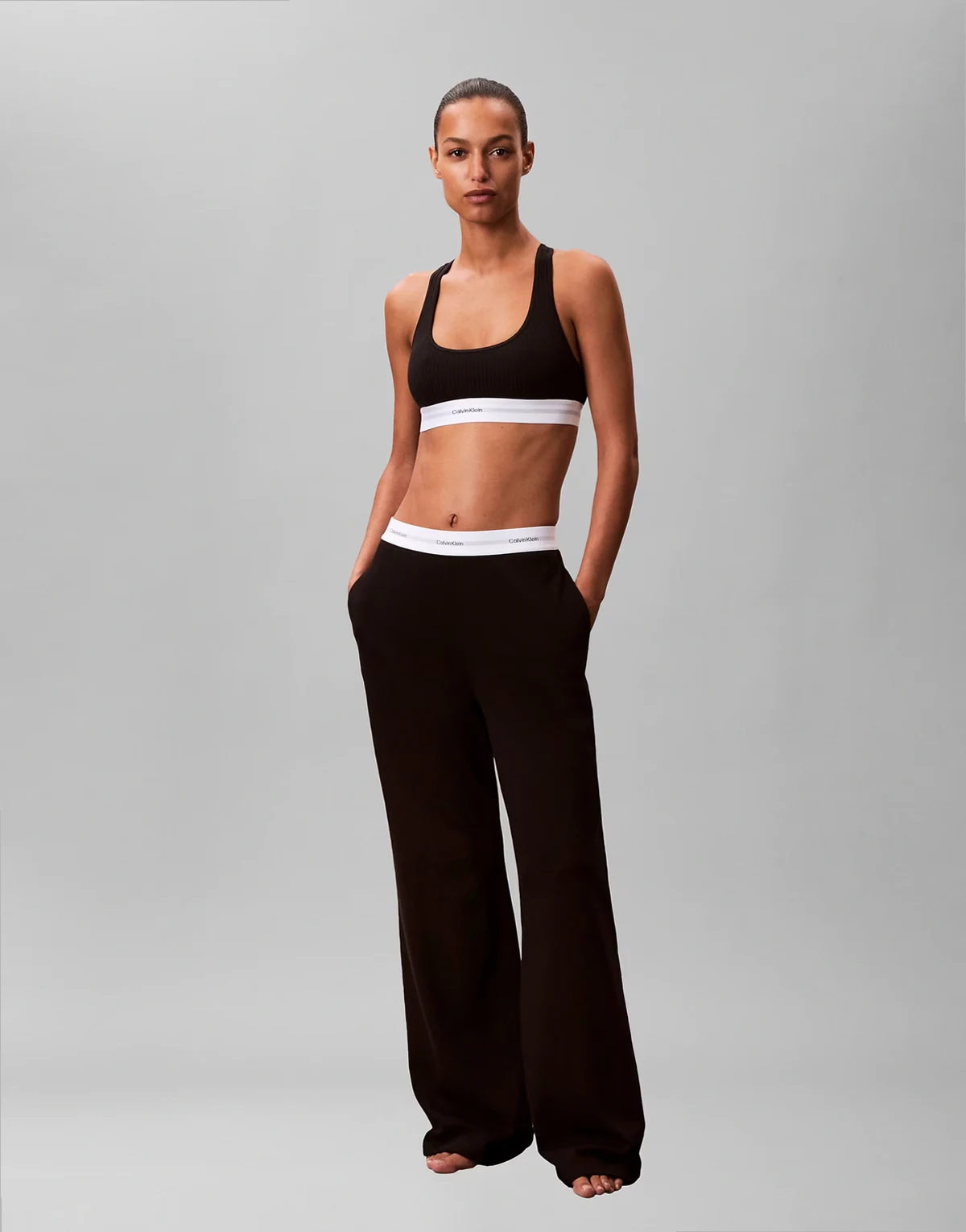 – Hose aus Jersey in Schwarz mit Bund