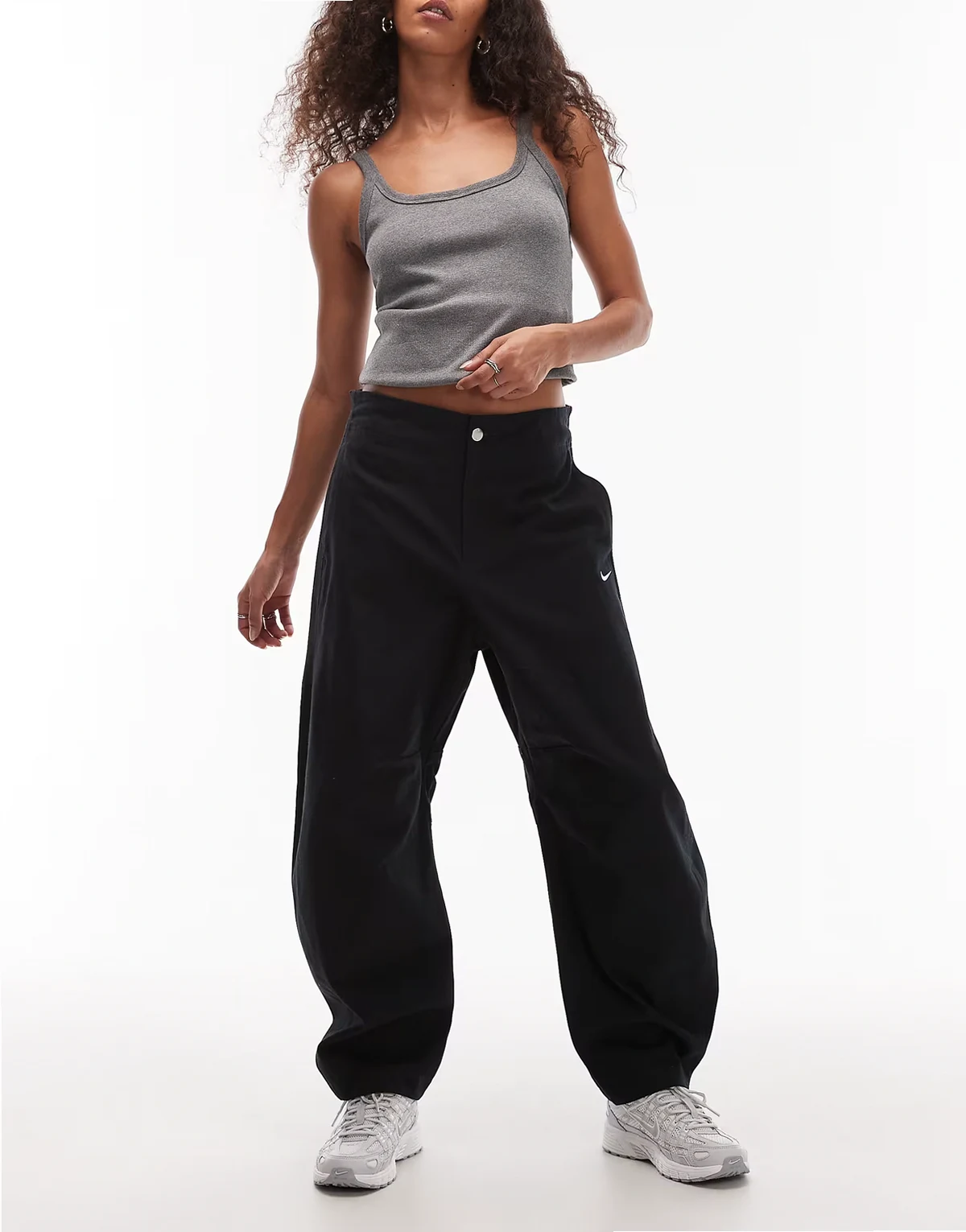 Street barrel leg pants in black