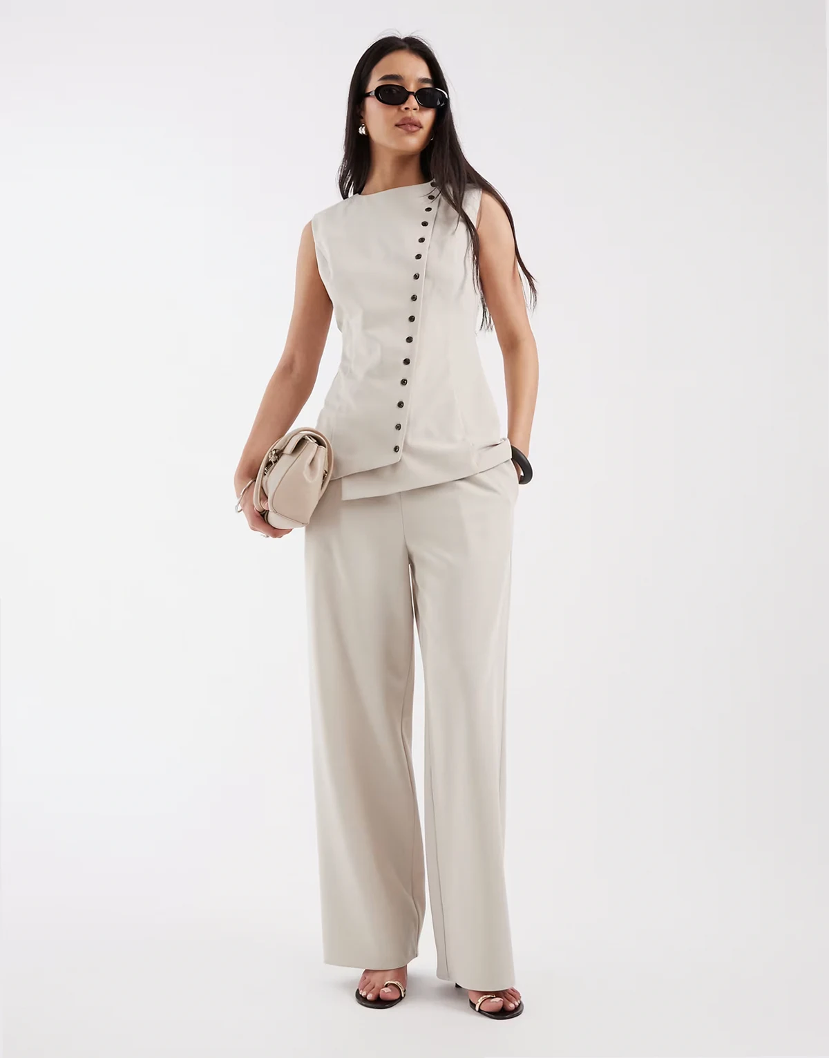 tailored pants in stone - part of a set