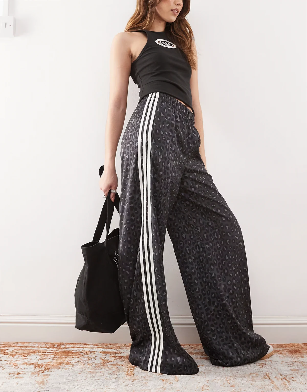 Adibreak track pants in black leopard print