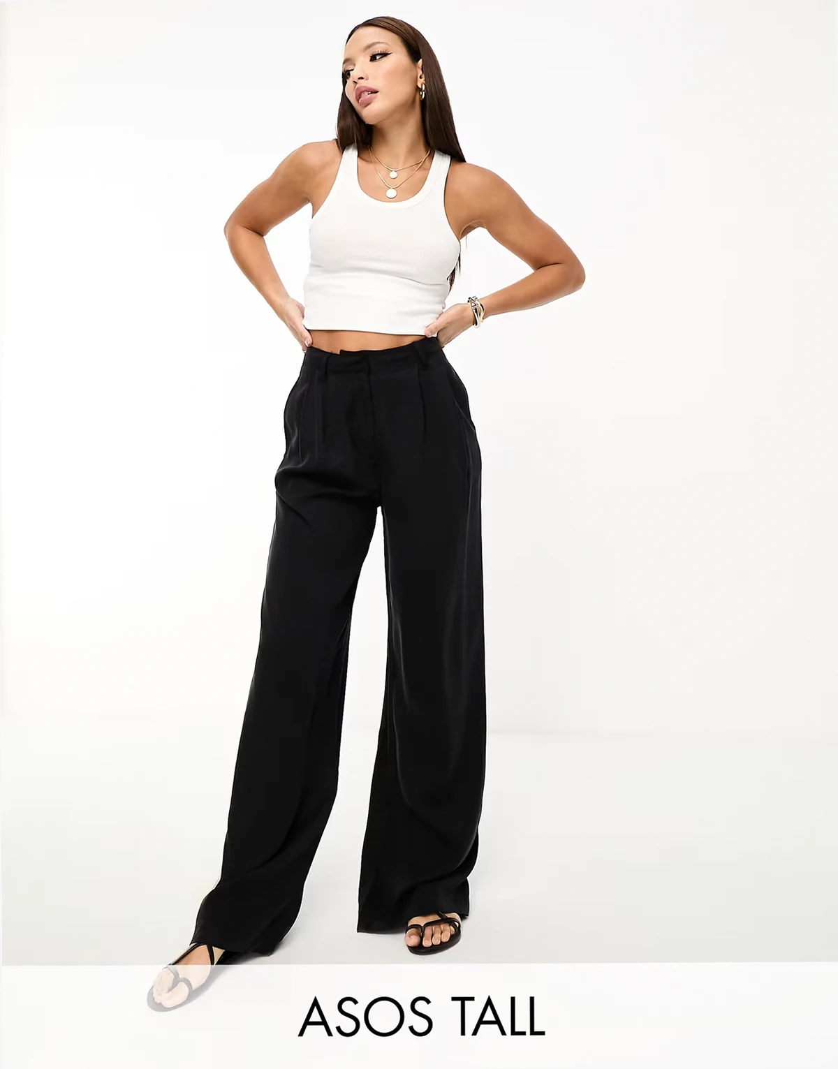 ASOS DESIGN Tall – Legere Hose in Schwarz mit weitem Bein