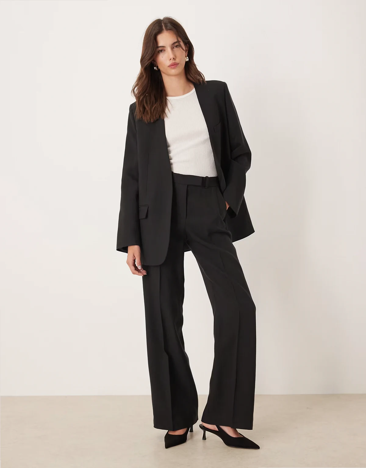 – Capsule – Elegante Hose in Schwarz mit geradem Bein und Bügelfalte vorne, Kombiteil