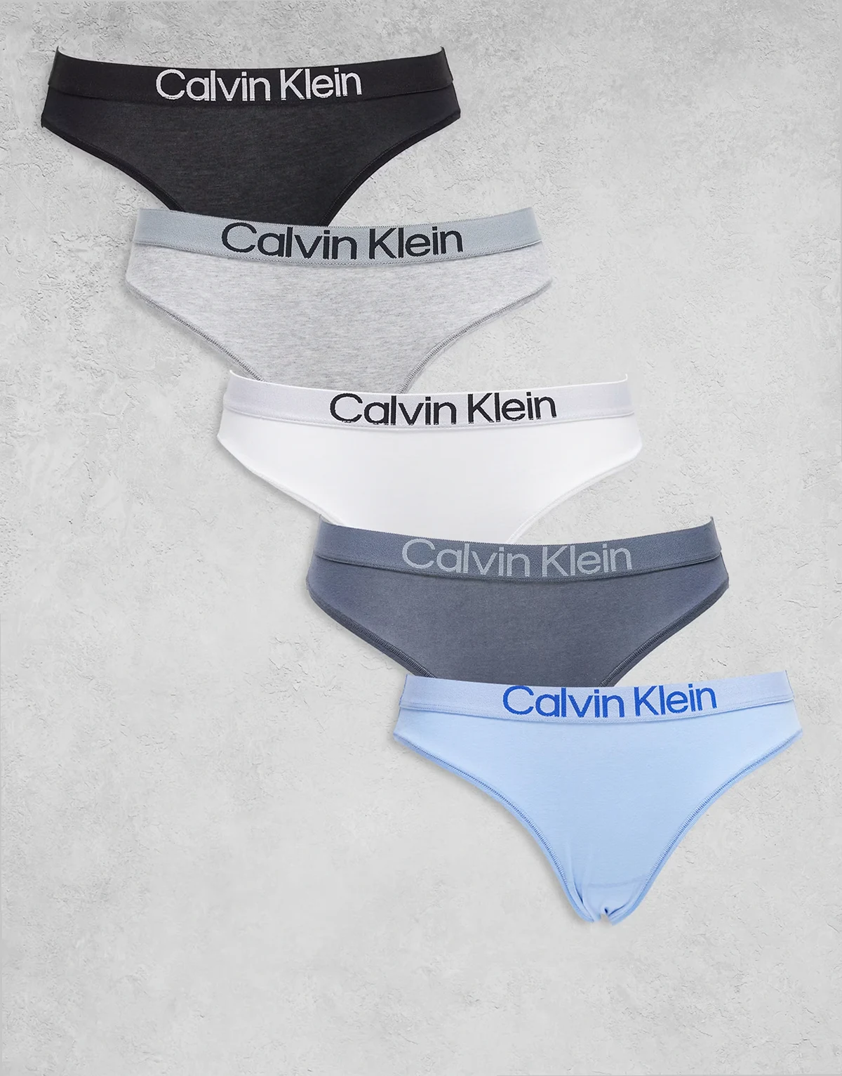 – 5er-Pack Bikini-Slips aus CK-Baumwolle in Schwarz, Grau, Weiß und Blau