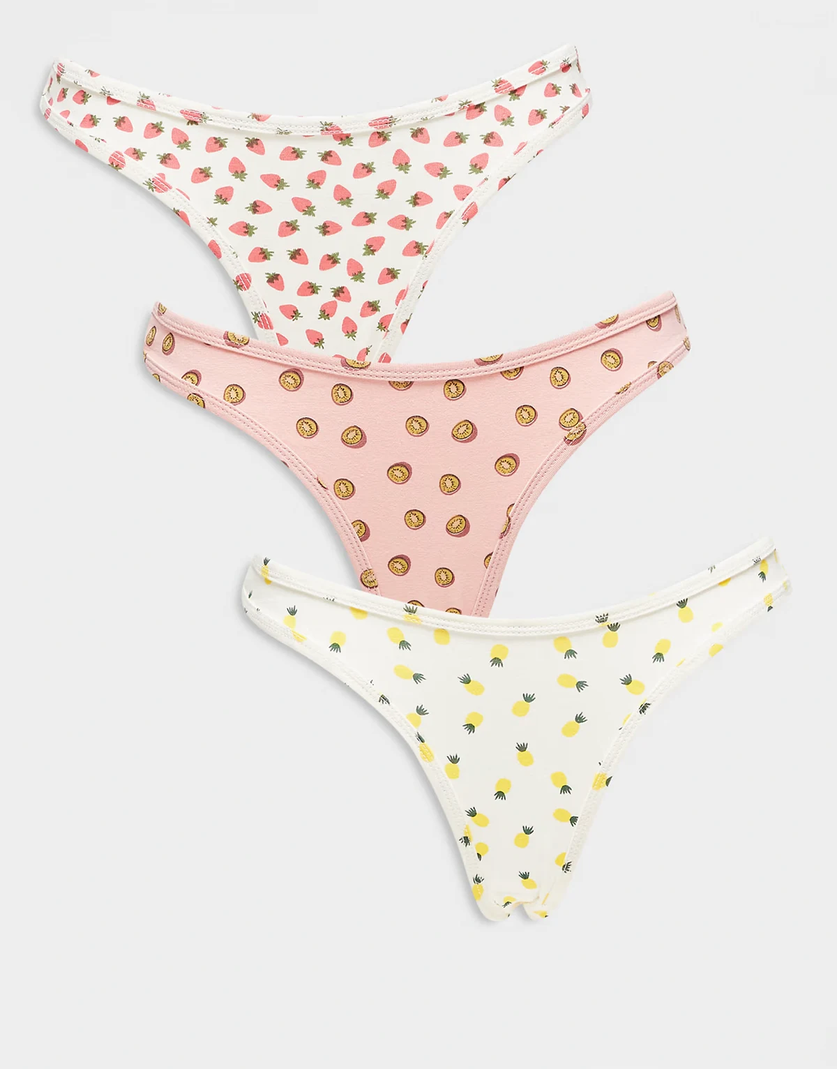 – Zestaw 3 par fig w kolorowy wzór w owoce