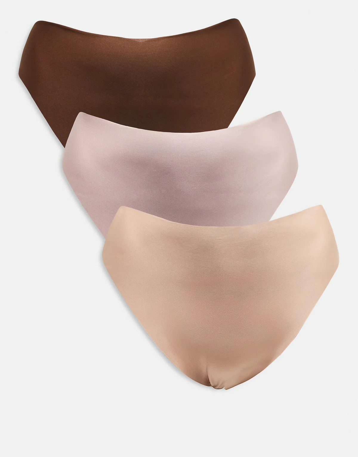 ASOS DESIGN Curve – Zestaw 3 niewidocznych pod ubraniami fig o fasonie brazylianów w neutralnych kolorach