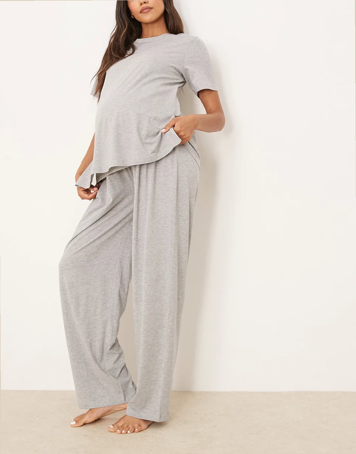 ASOS DESIGN Maternity mix & match cotton pajama pants in gray heather