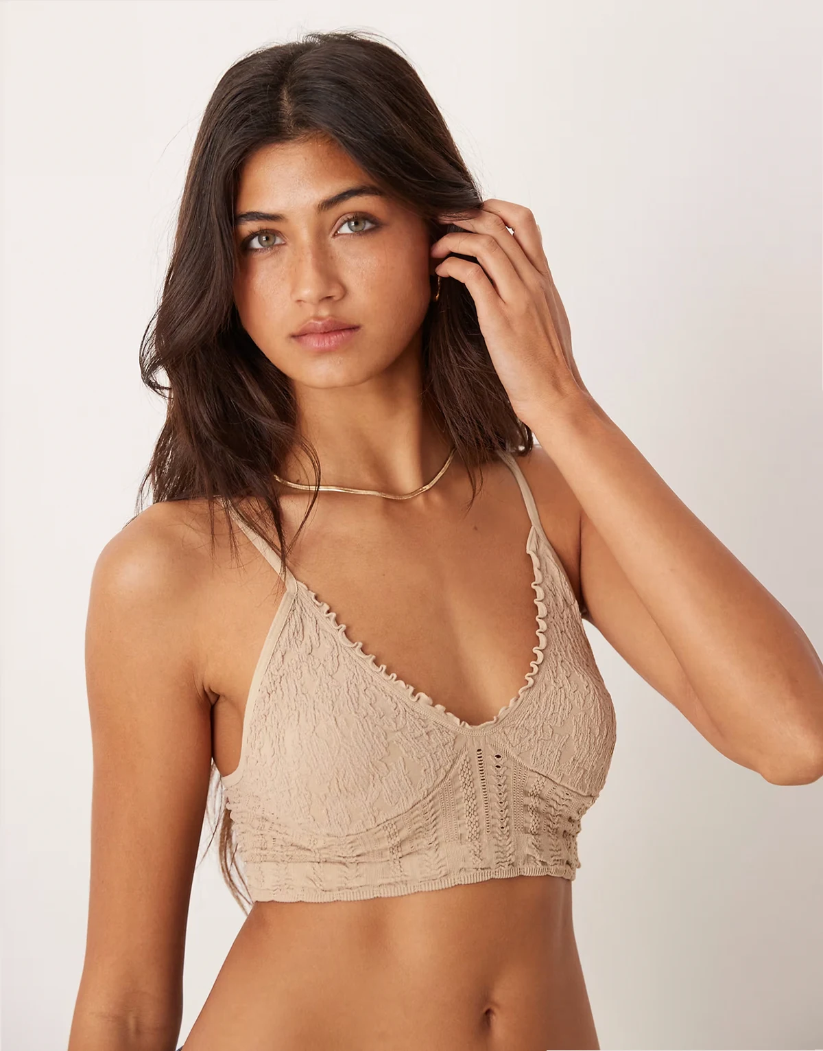 heirloom seamless bralet in mushroom