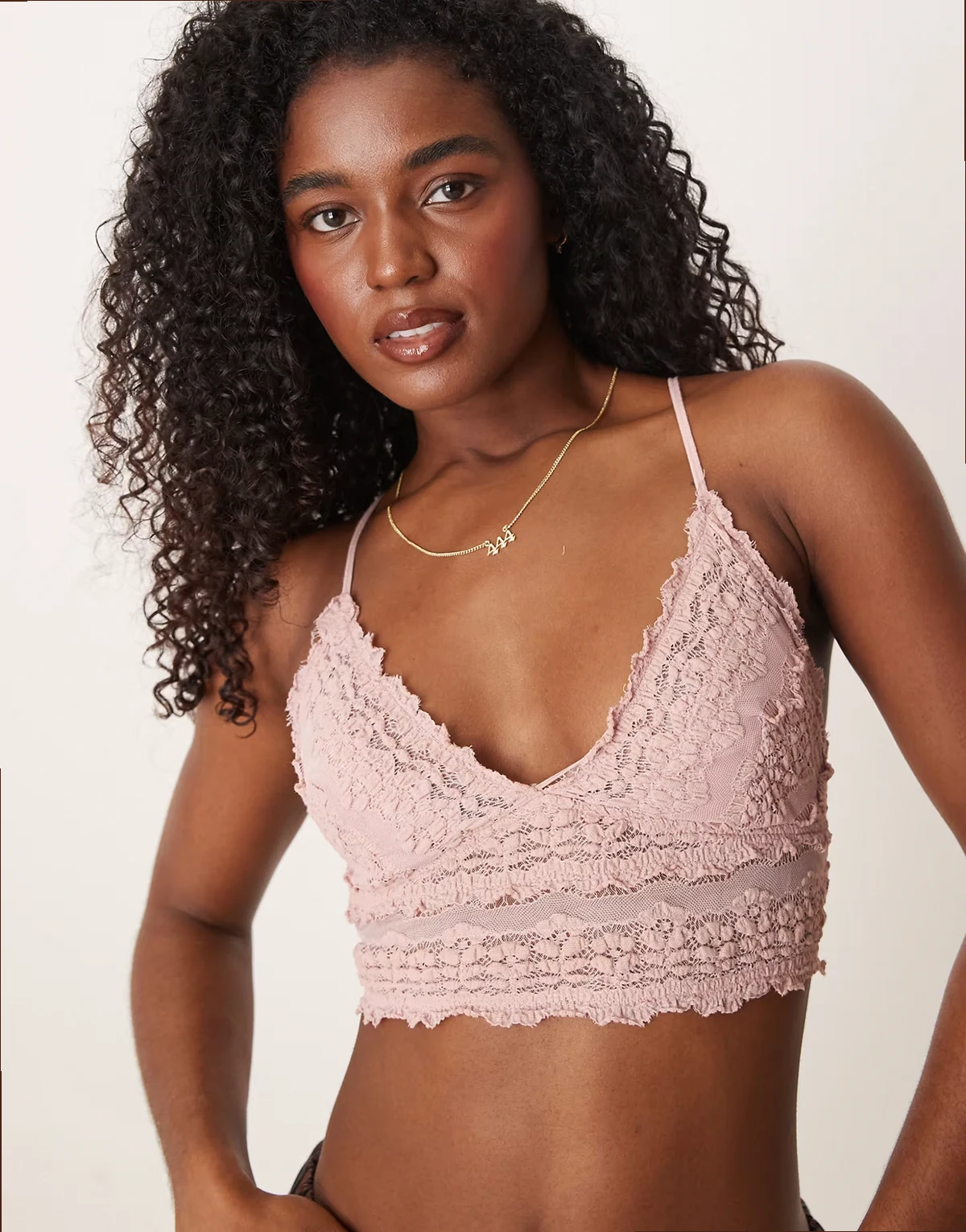 amina lace bralette in rose