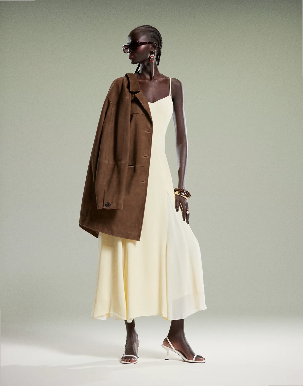 spliced maxi dress in lemon