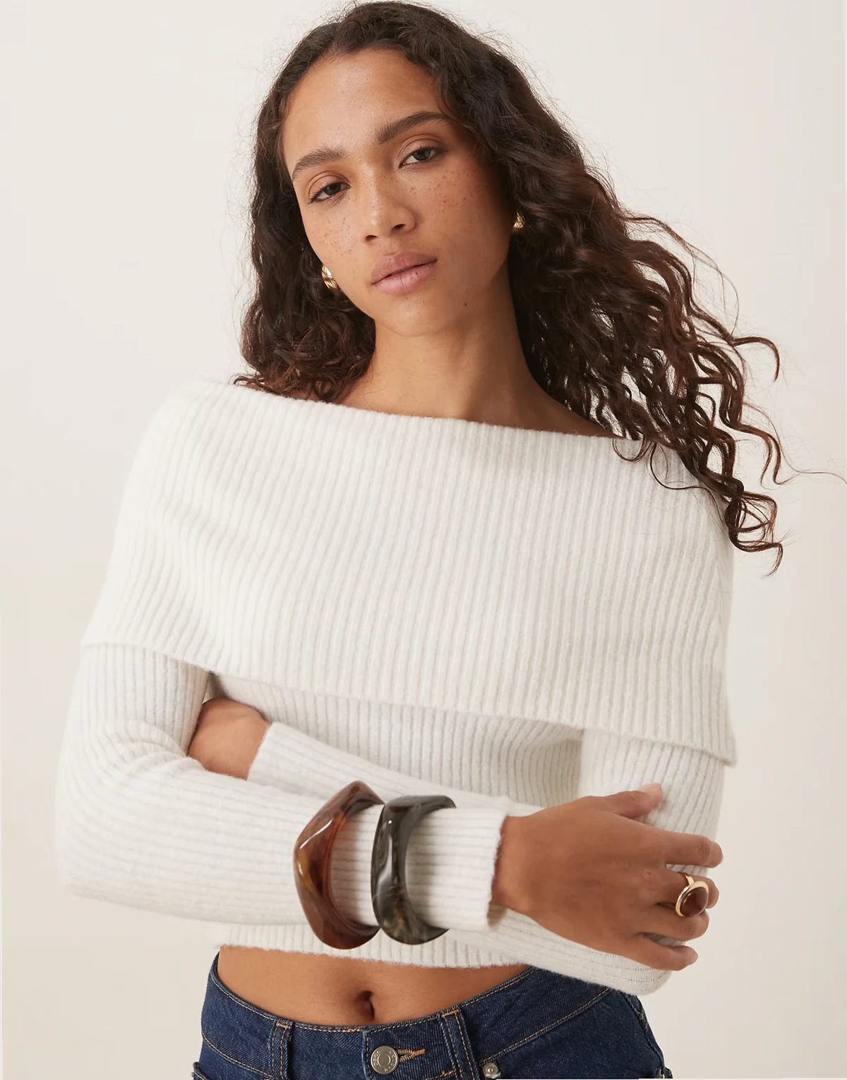bardot oversized fit knit in white