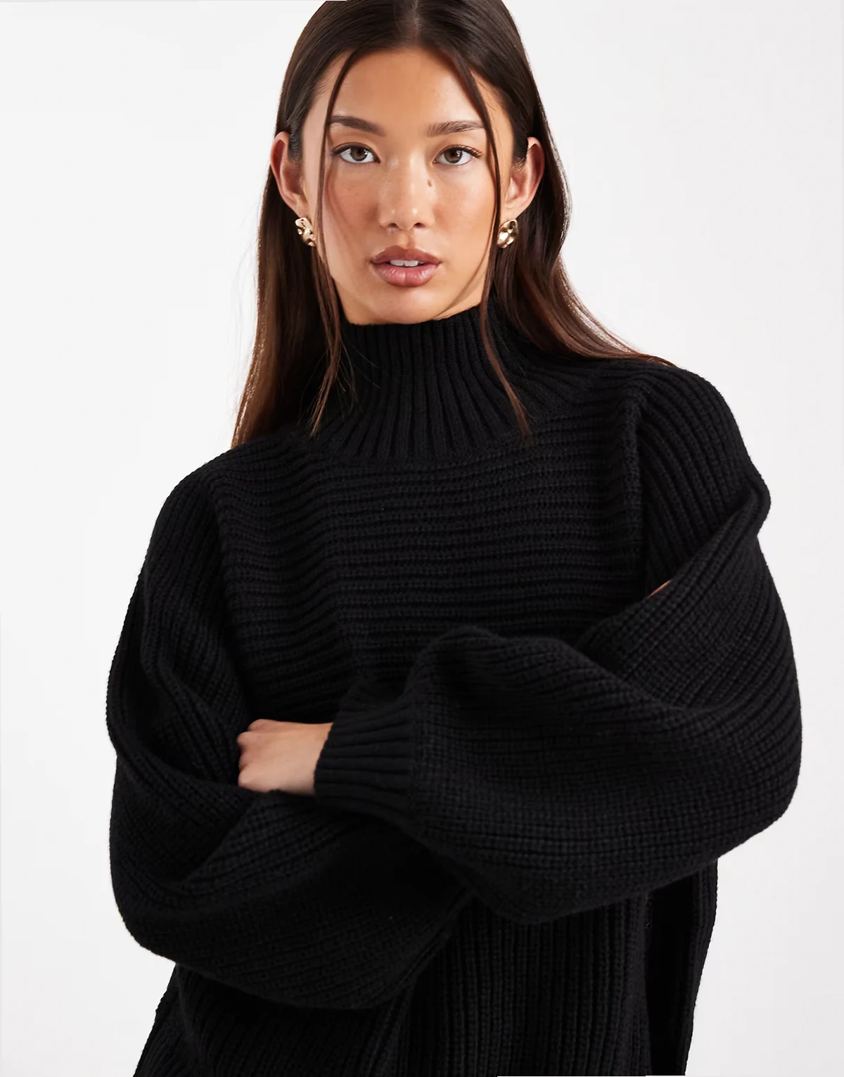 – Libby – Hochgeschlossener Pullover in Schwarz