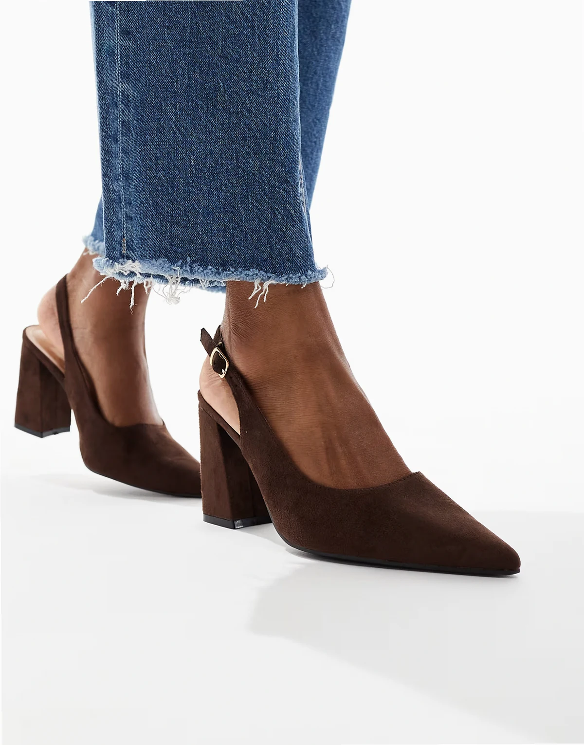 – Hogan – Slingback-Sandaletten aus Wildlederimitat in Schokobraun mit Blockabsatz