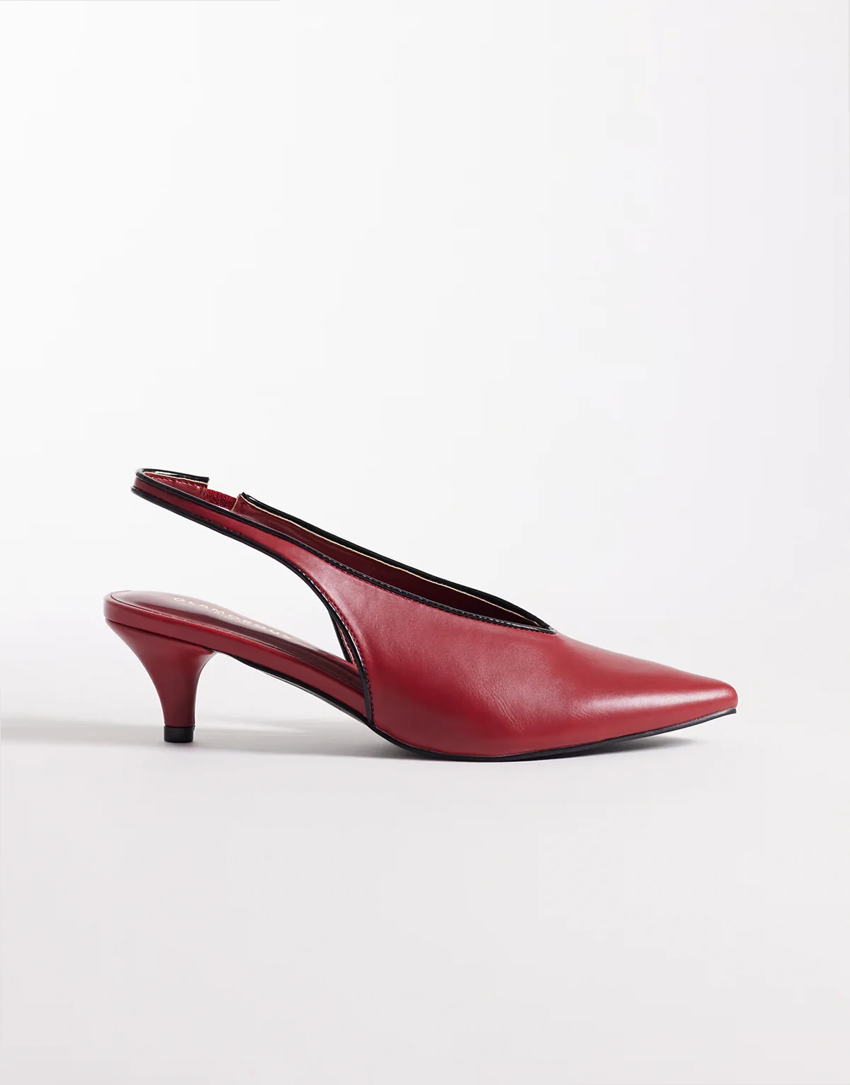 slingback kitten heel shoes in burgundy