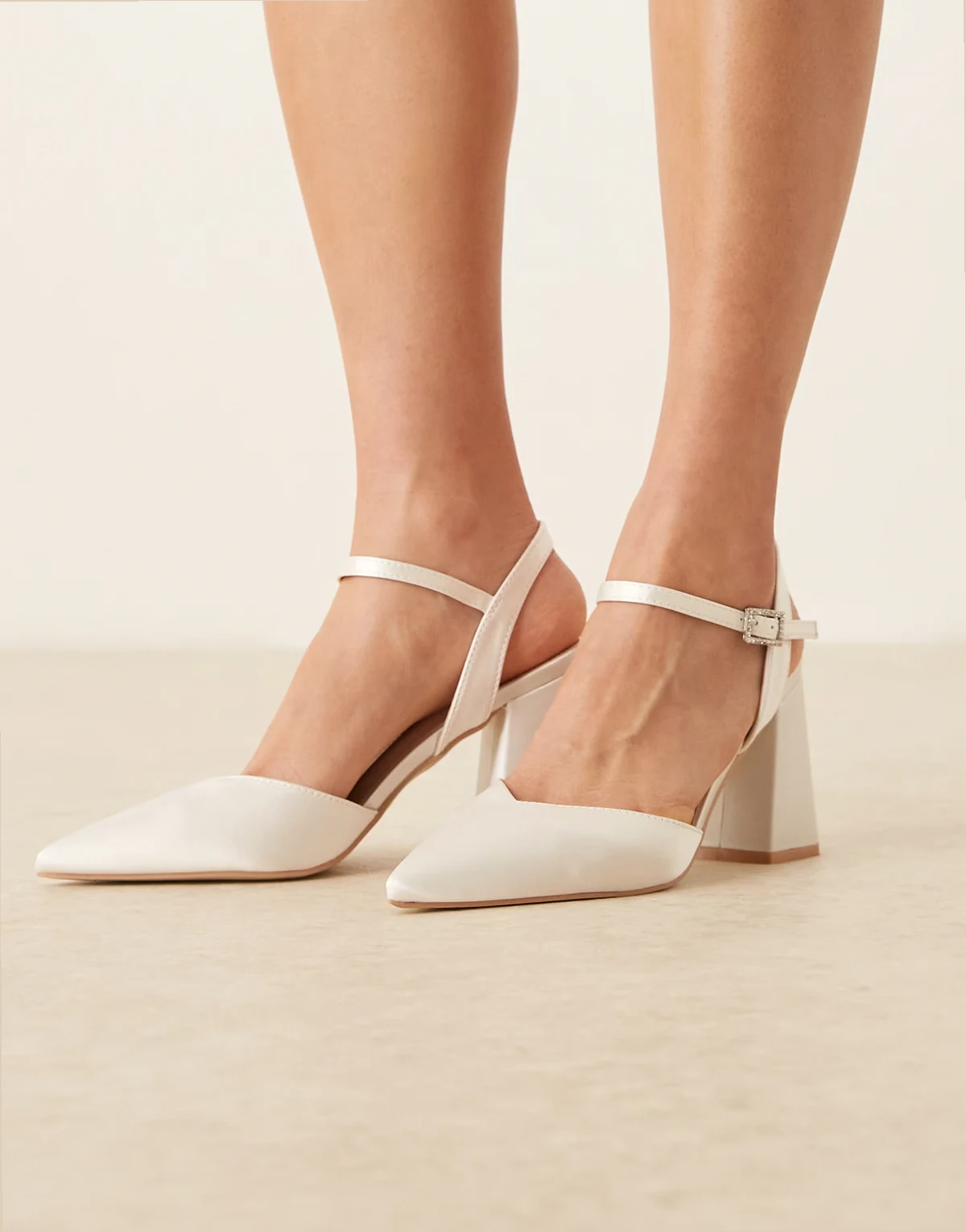 Bridal Frankie embellished heeled shoes in ivory satin