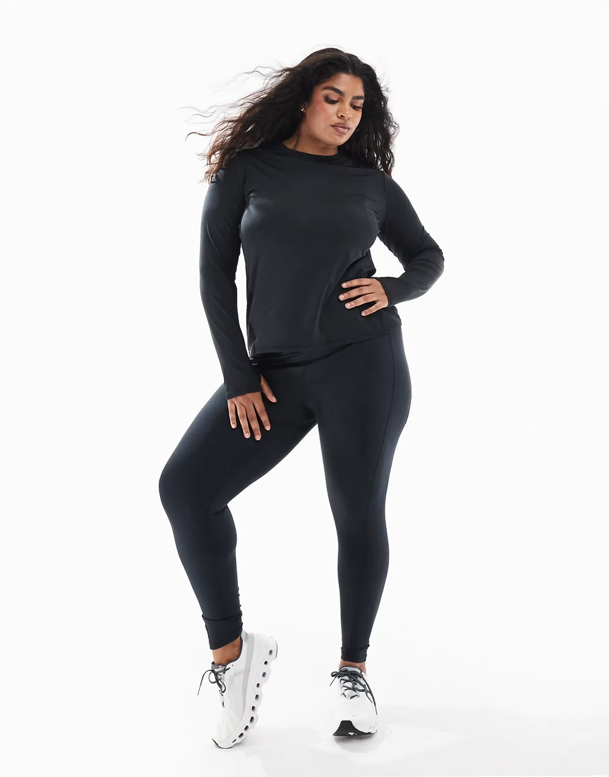 Curve Icon active tie waist run leggings with phone pocket in black