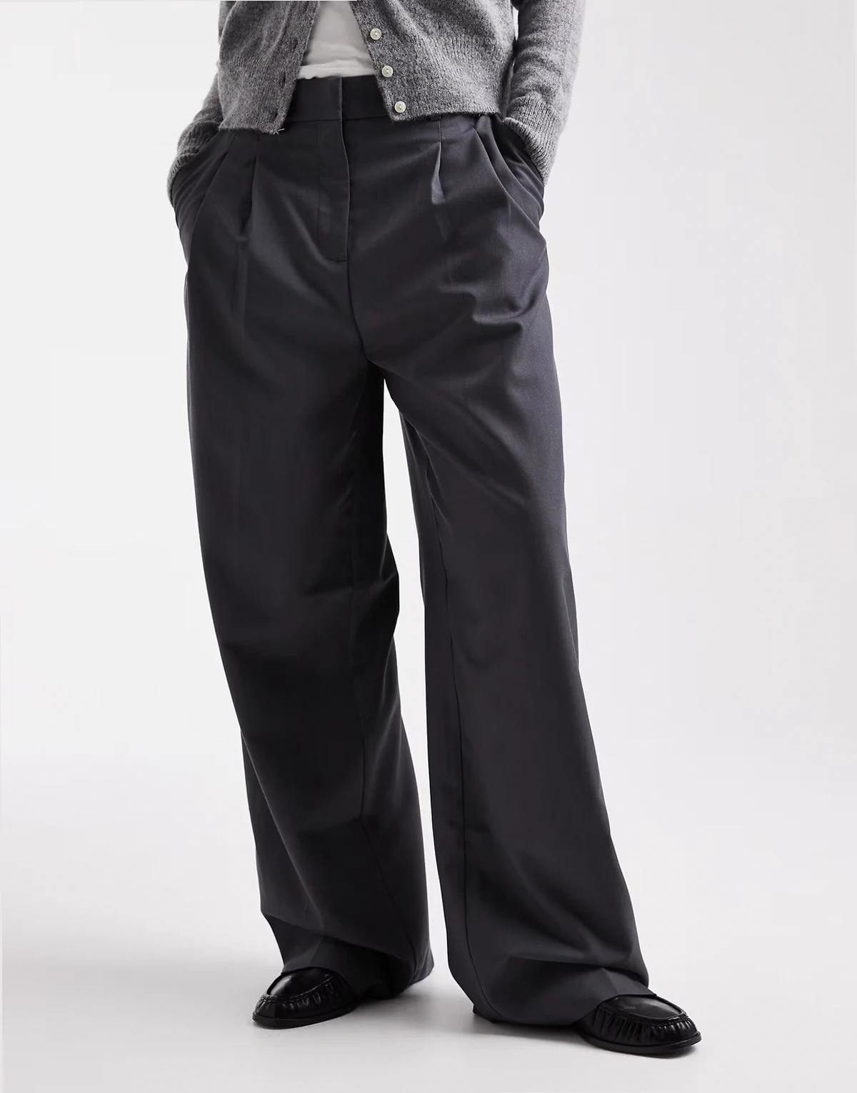 – Elegante Dad-Fit-Hose in Mittelgrau
