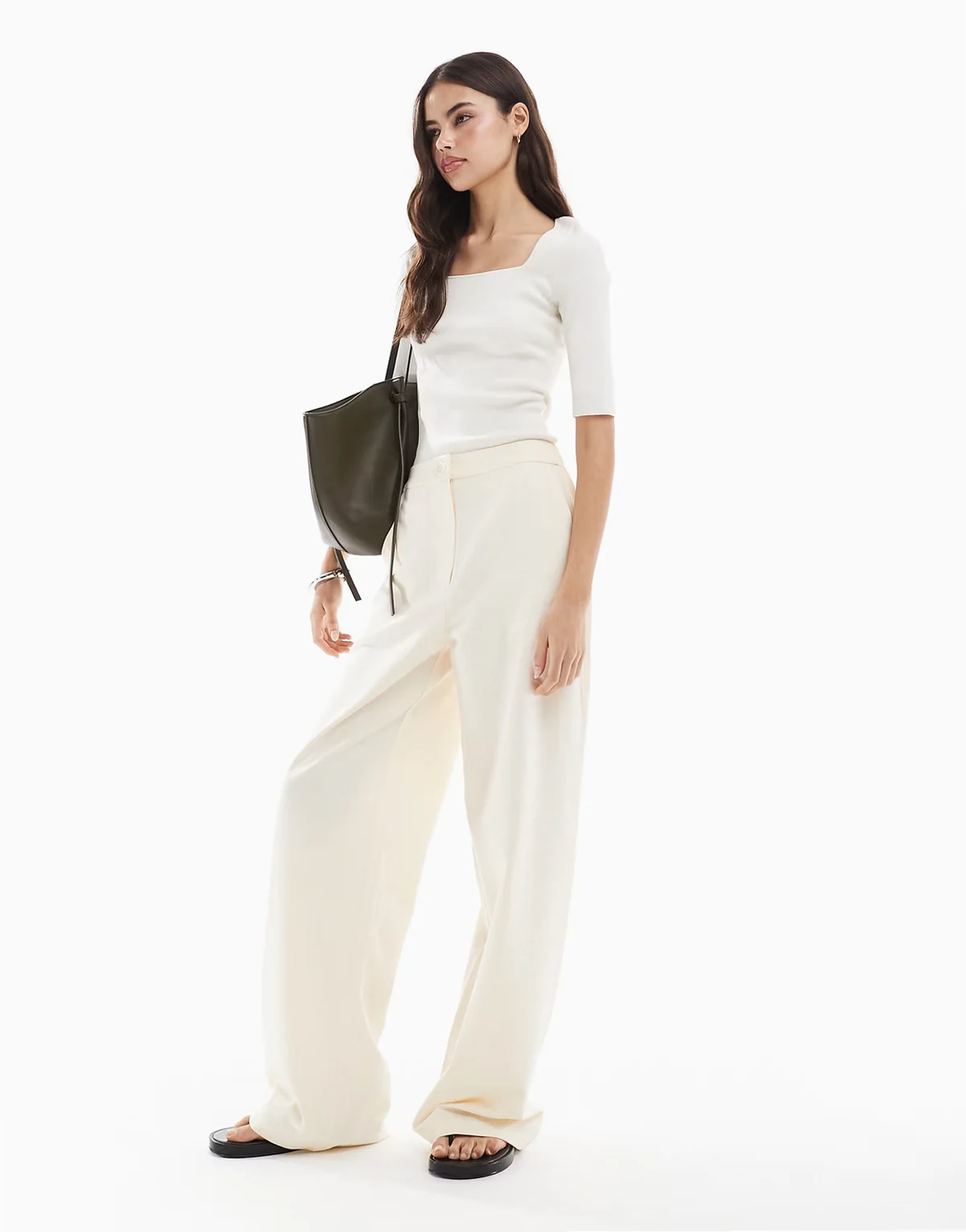 Tall – Elegante Hose in Cremeweiß mit lockerem, geradem Schnitt