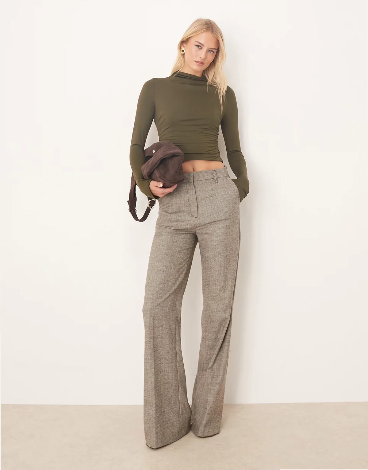 Tall – Snatch – Elegante Schlaghose mit Fischgrätmuster