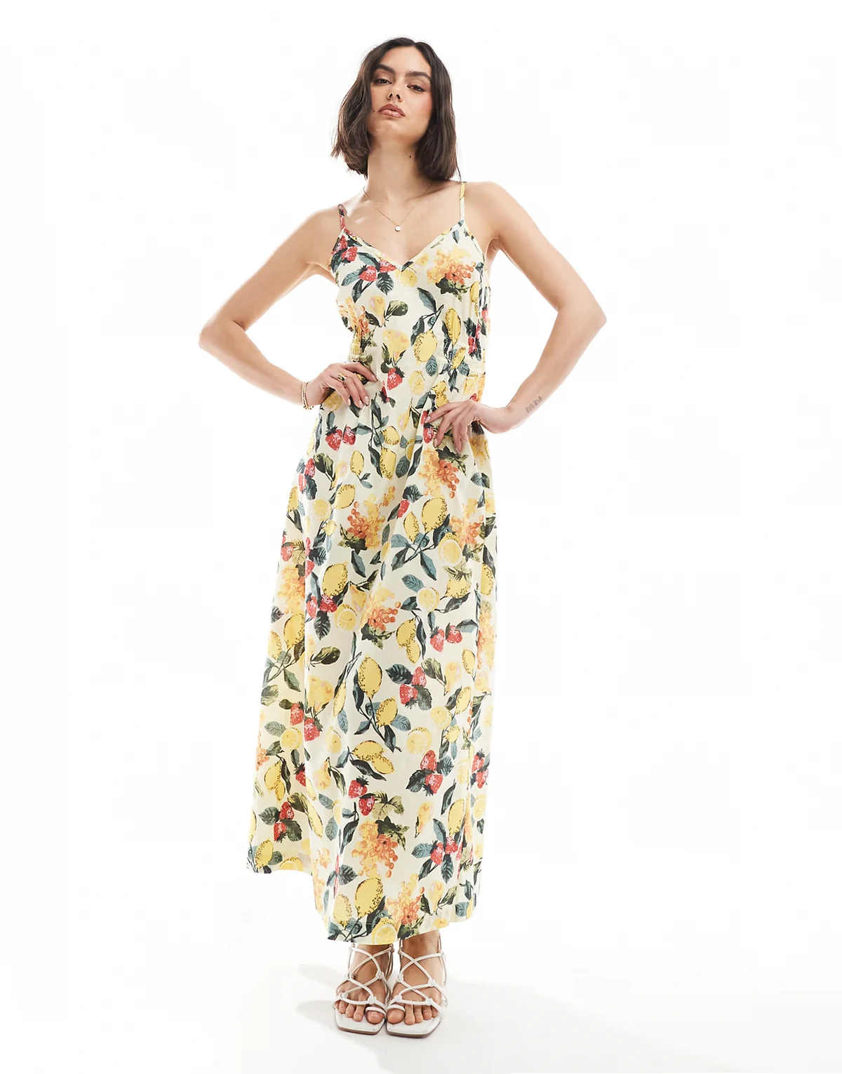 – Maxi-Trägerkleid mit sommerlichem Fruchtmuster