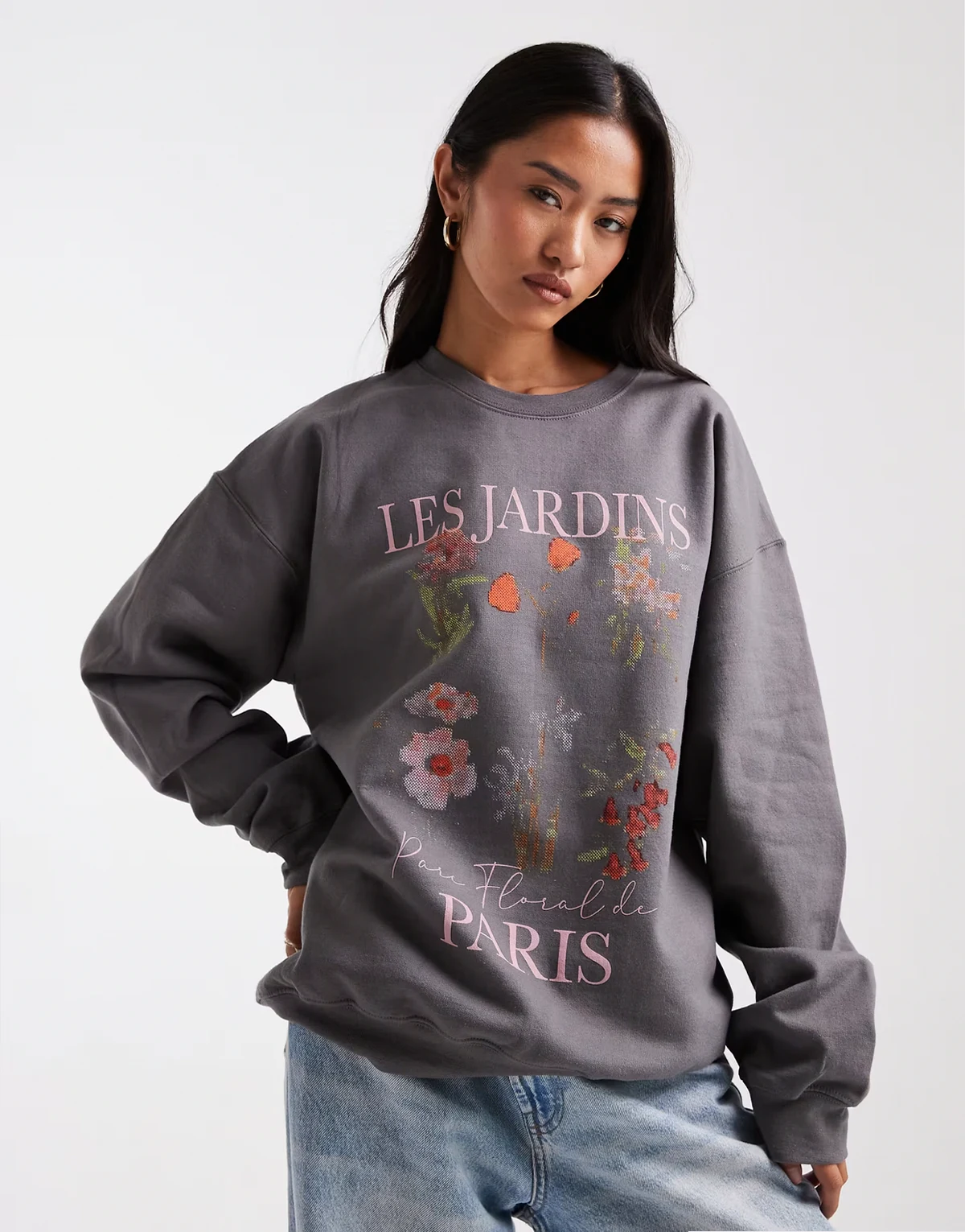 – Oversize-Sweatshirt mit Blumenprint