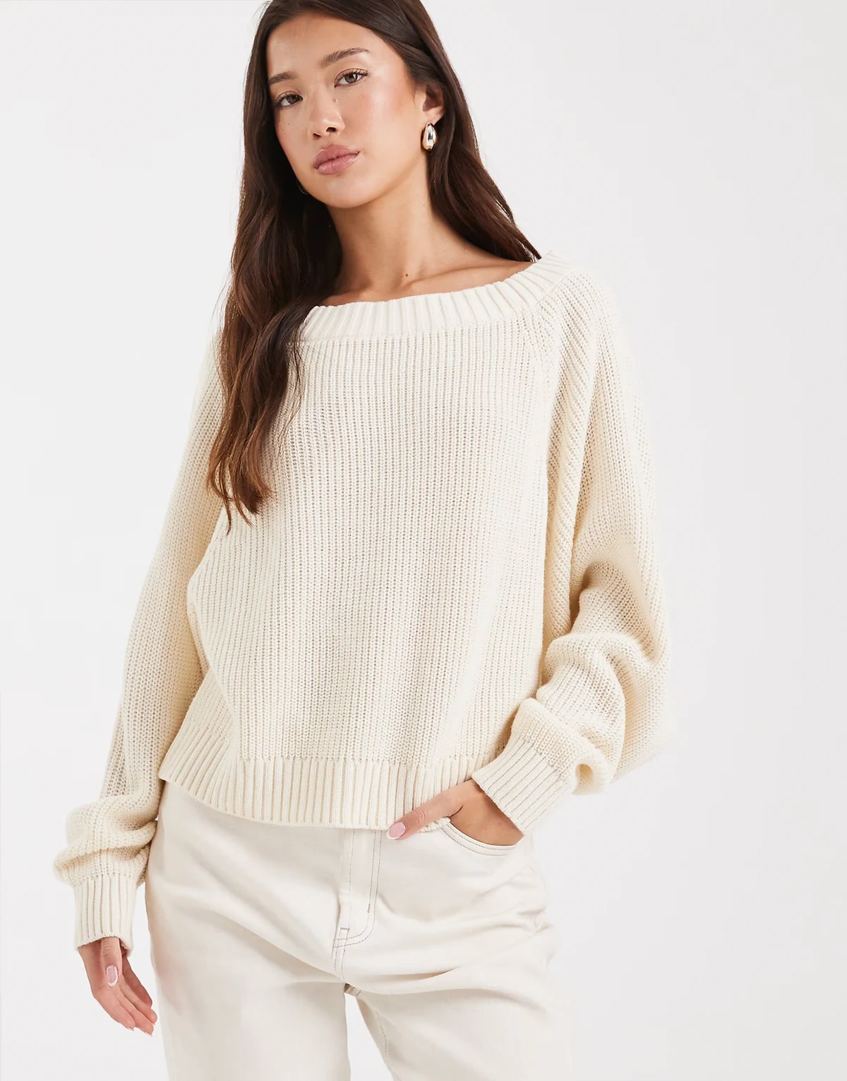 – Lockerer Oversize-Strickpullover in Buttermilchgelb