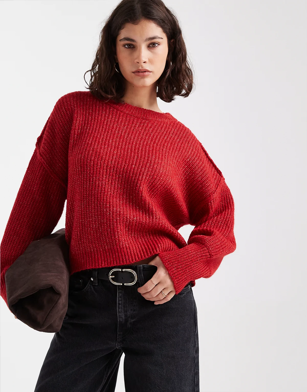 – Lockerer Pullover in Rot